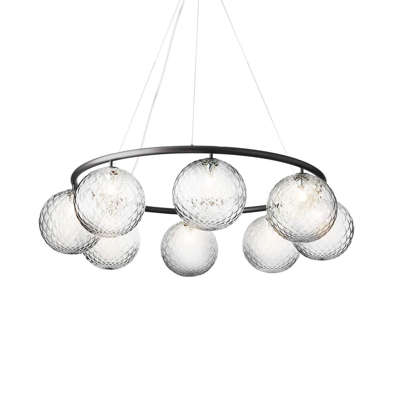 Miira 8 Circular Chandelier: Optic Clear + Rock Grey
