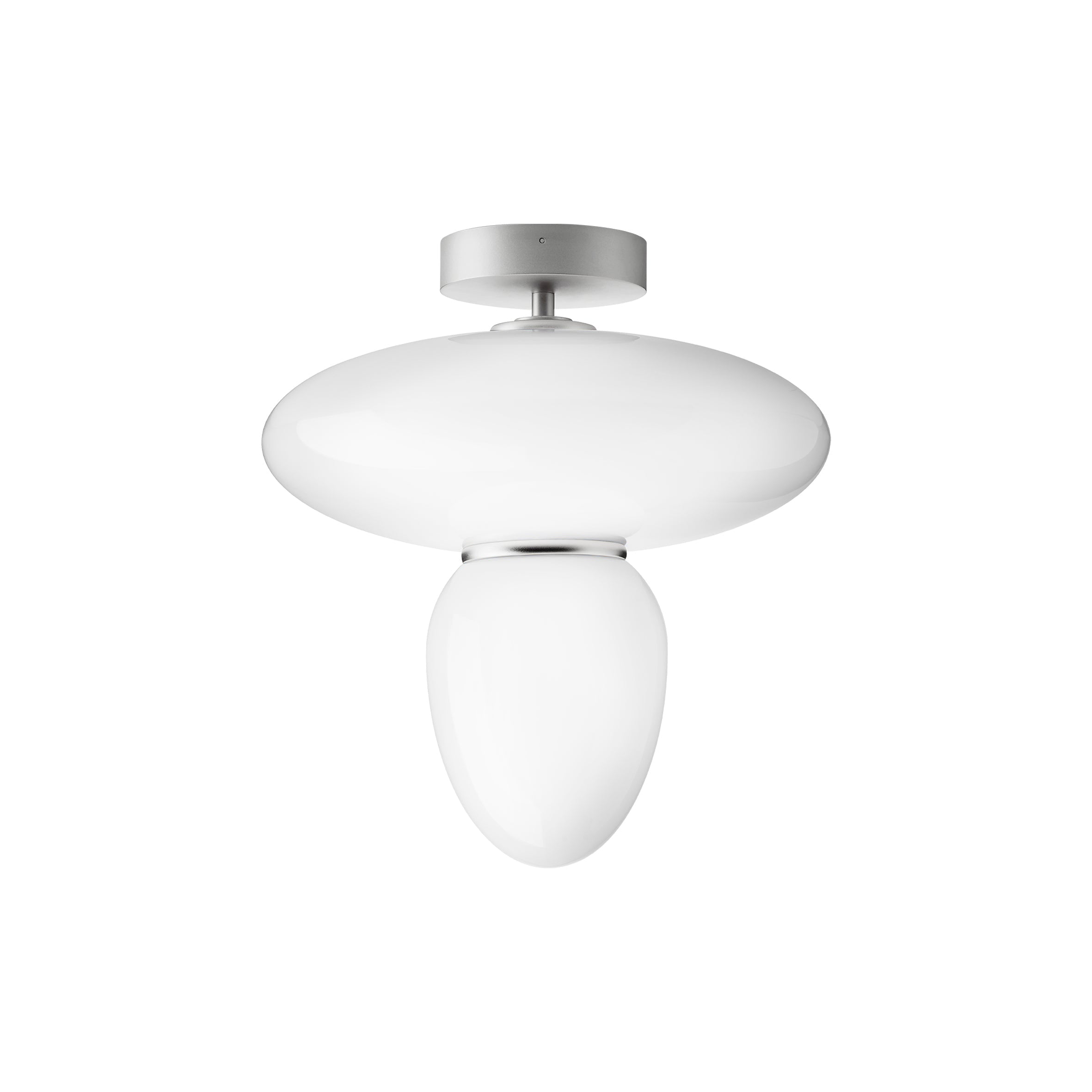 Rizzatto 42 Ceiling Lamp: Satin Silver + Silver