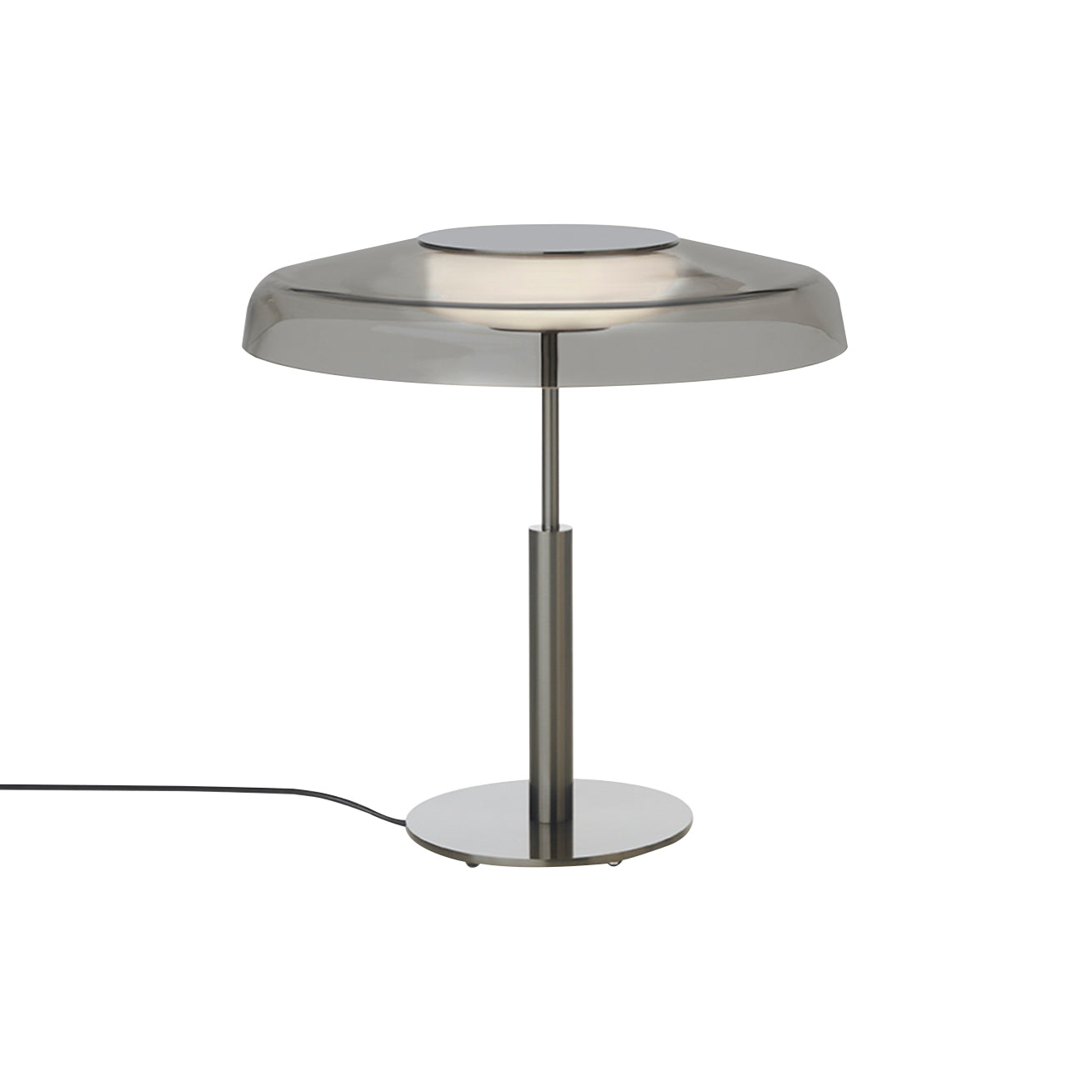 Dora Table Lamp: Satin Black Nickel + Smokey Grey Glass