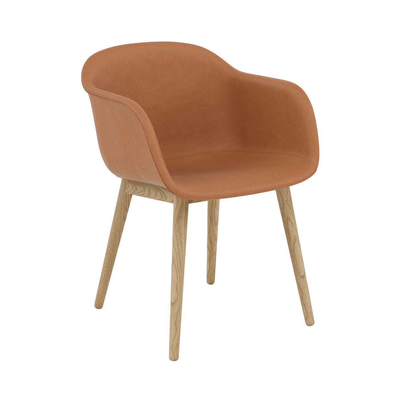 Fiber Armchair: Wood Base + Recycled Shell + Upholstered + Oak