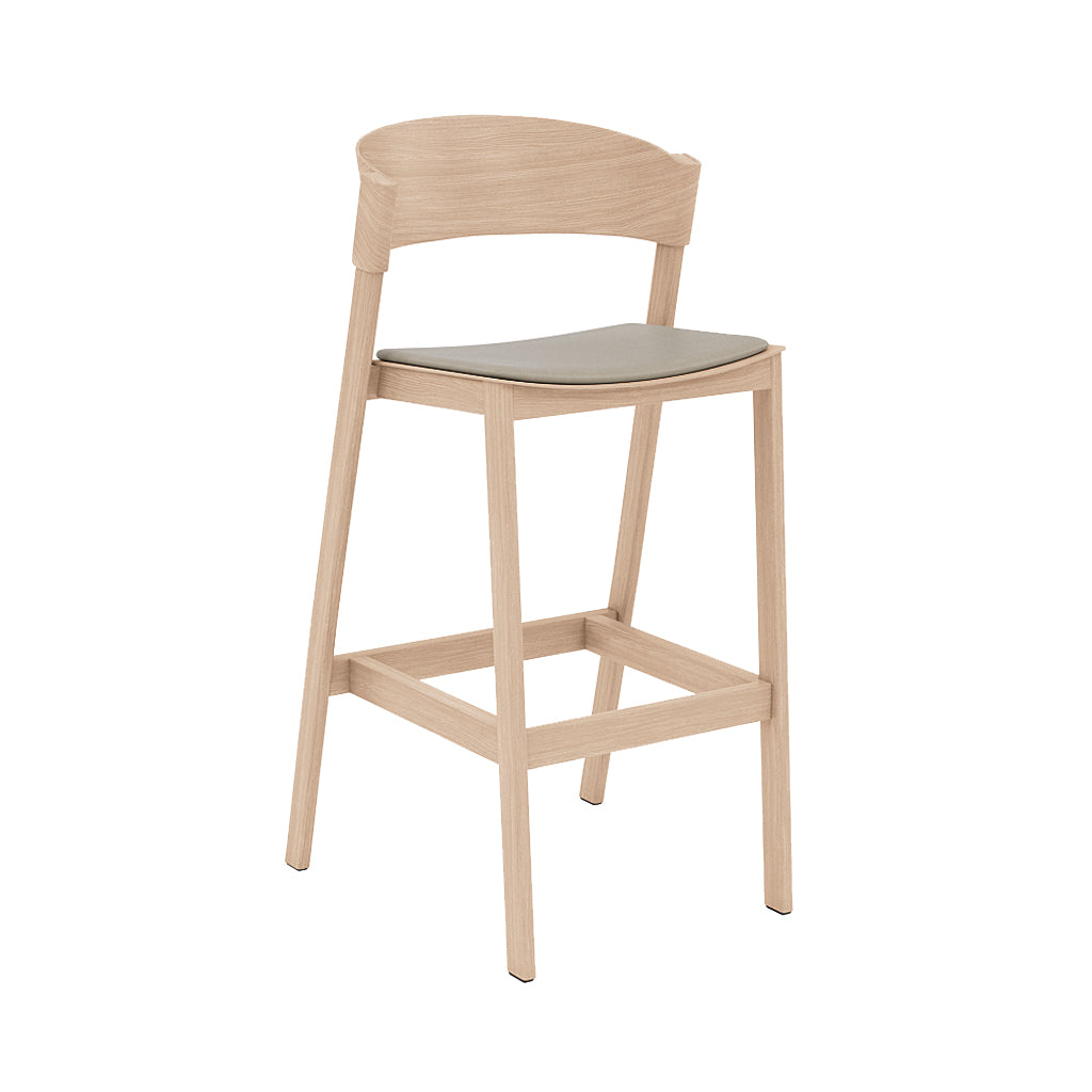 Cover Bar Stool: Upholstered + Oak + Without Footrest