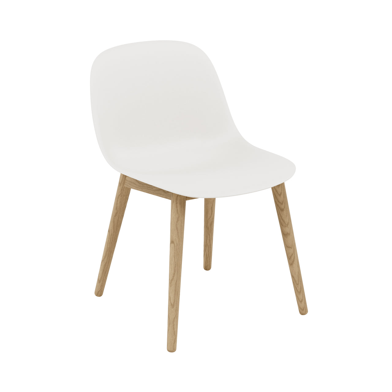 Fiber Side Chair: Wood Base + Recycled Shell + Natural White + Oak