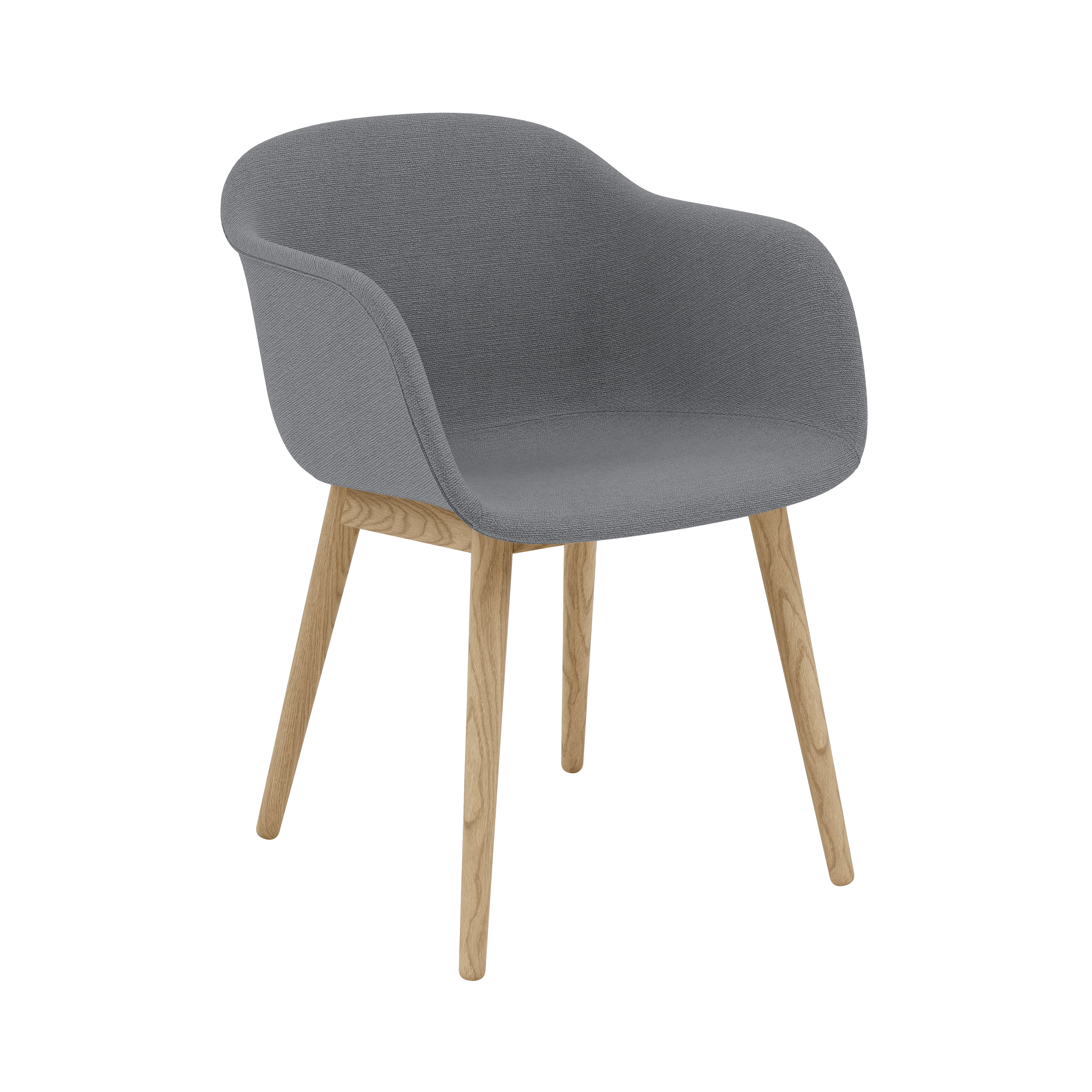 Fiber Armchair: Wood Base + Recycled Shell + Upholstered + Oak