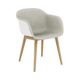 Fiber Armchair: Wood Base Front Upholstered + Recycled Shell + Oak + Natural White