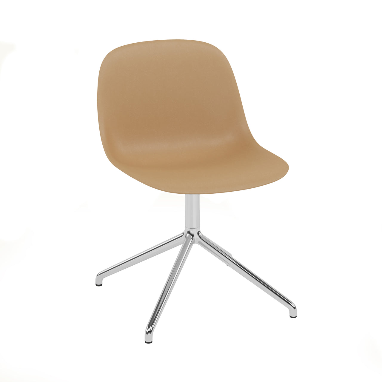 Fiber Side Chair: Swivel Base with Return + Recycled Shell + Polished Aluminum + Ochre