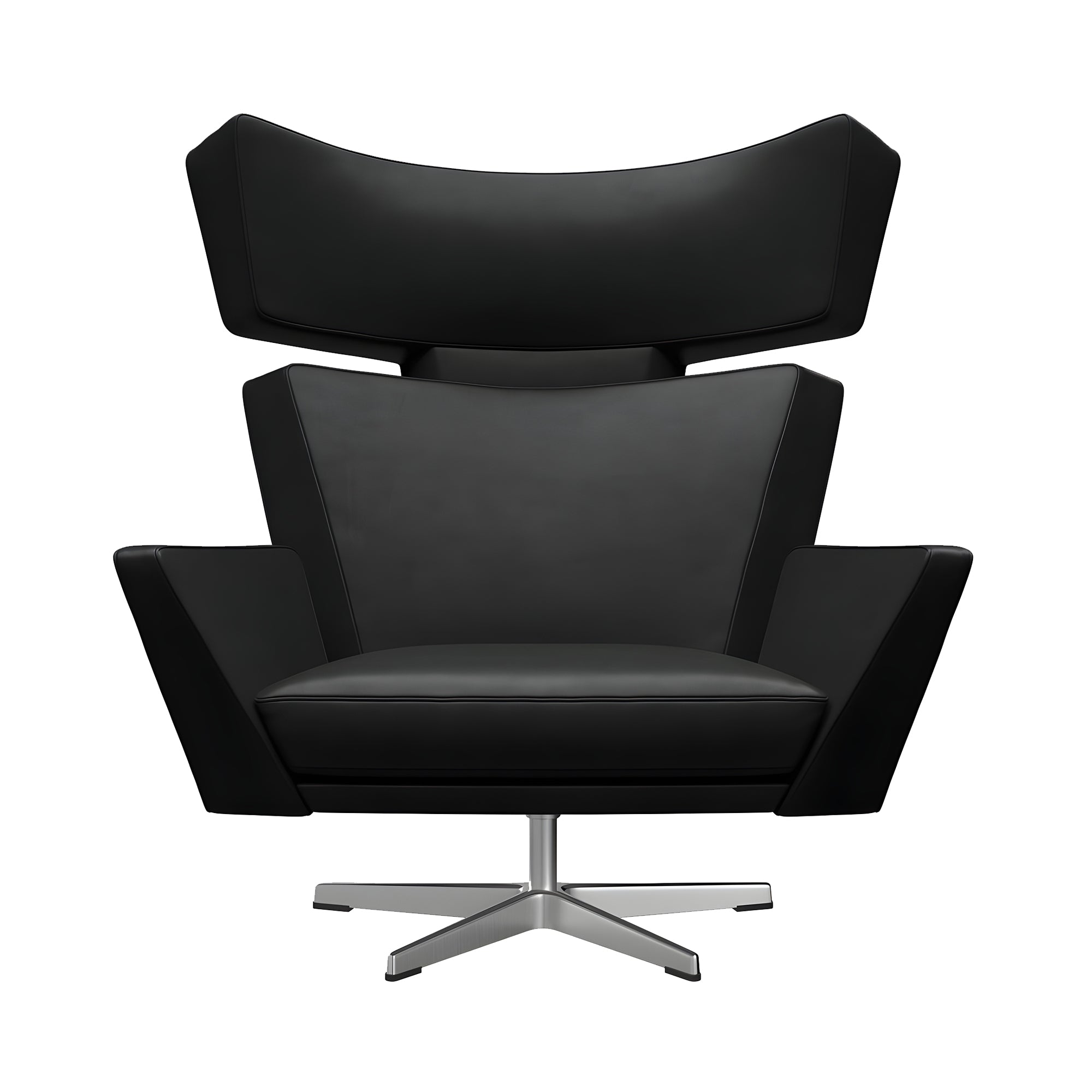 Oksen Swivel Lounge Chair: Brushed Aluminum