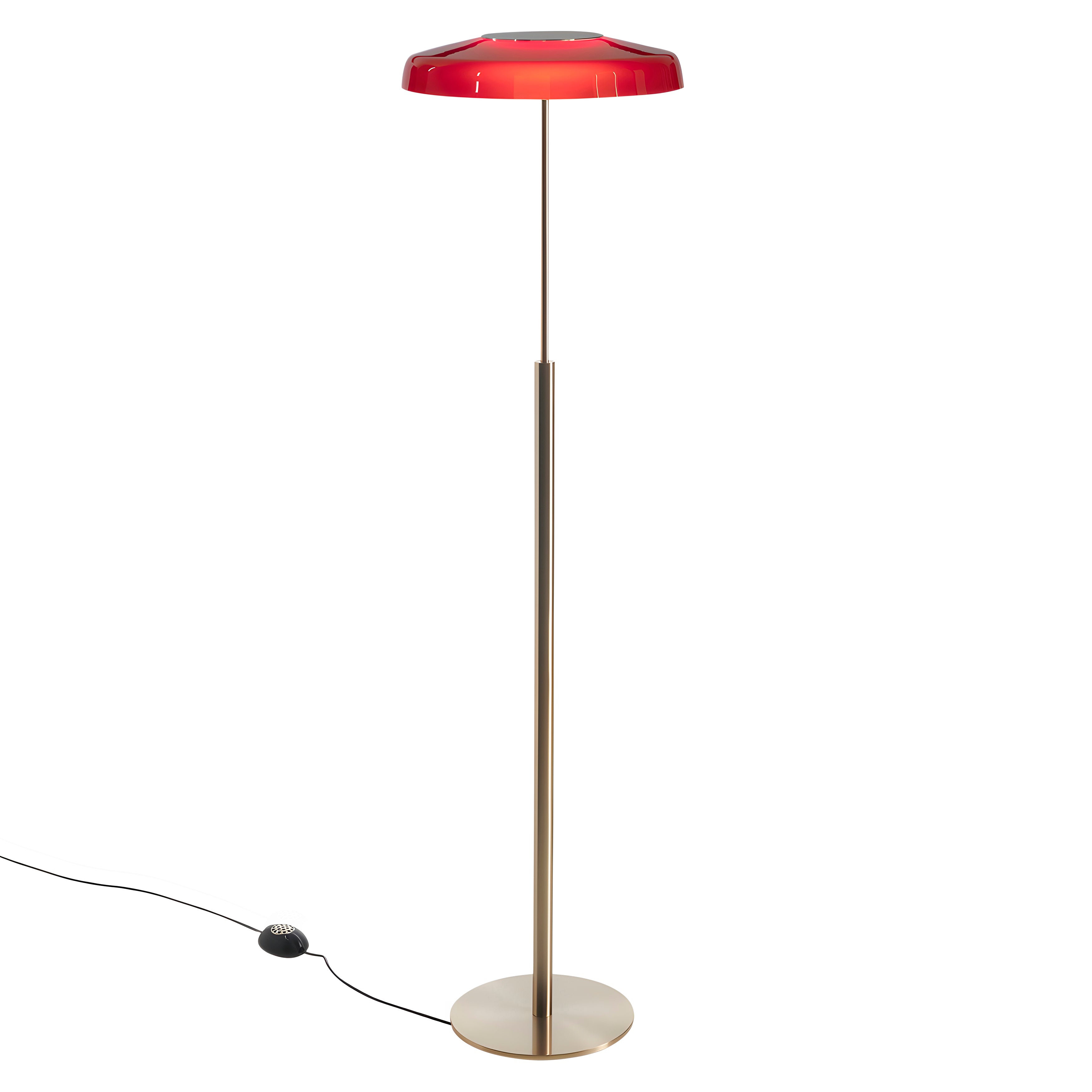 Dora Floor Lamp: Satin Gold + Sand Blasted Red