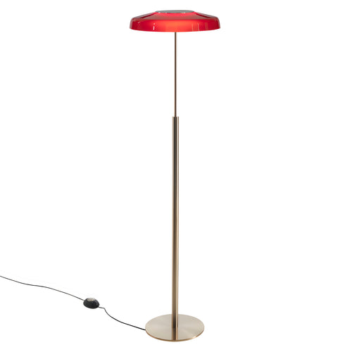 Dora Floor Lamp: Satin Gold + Sand Blasted Red