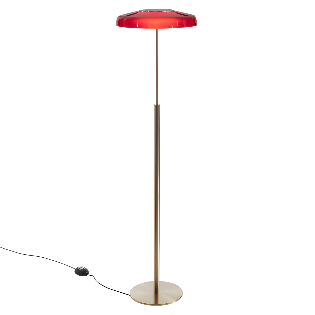 Dora Floor Lamp: Satin Gold + Sand Blasted Red