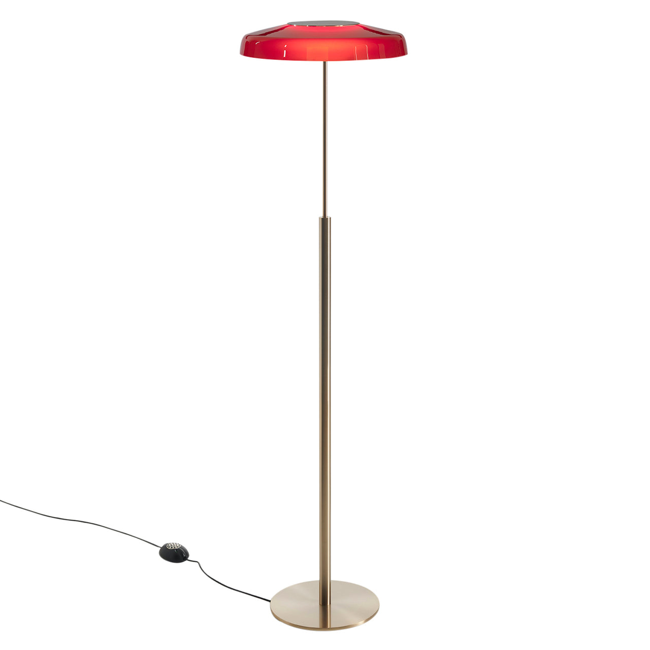 Dora Floor Lamp: Satin Gold + Sand-Blasted Red
