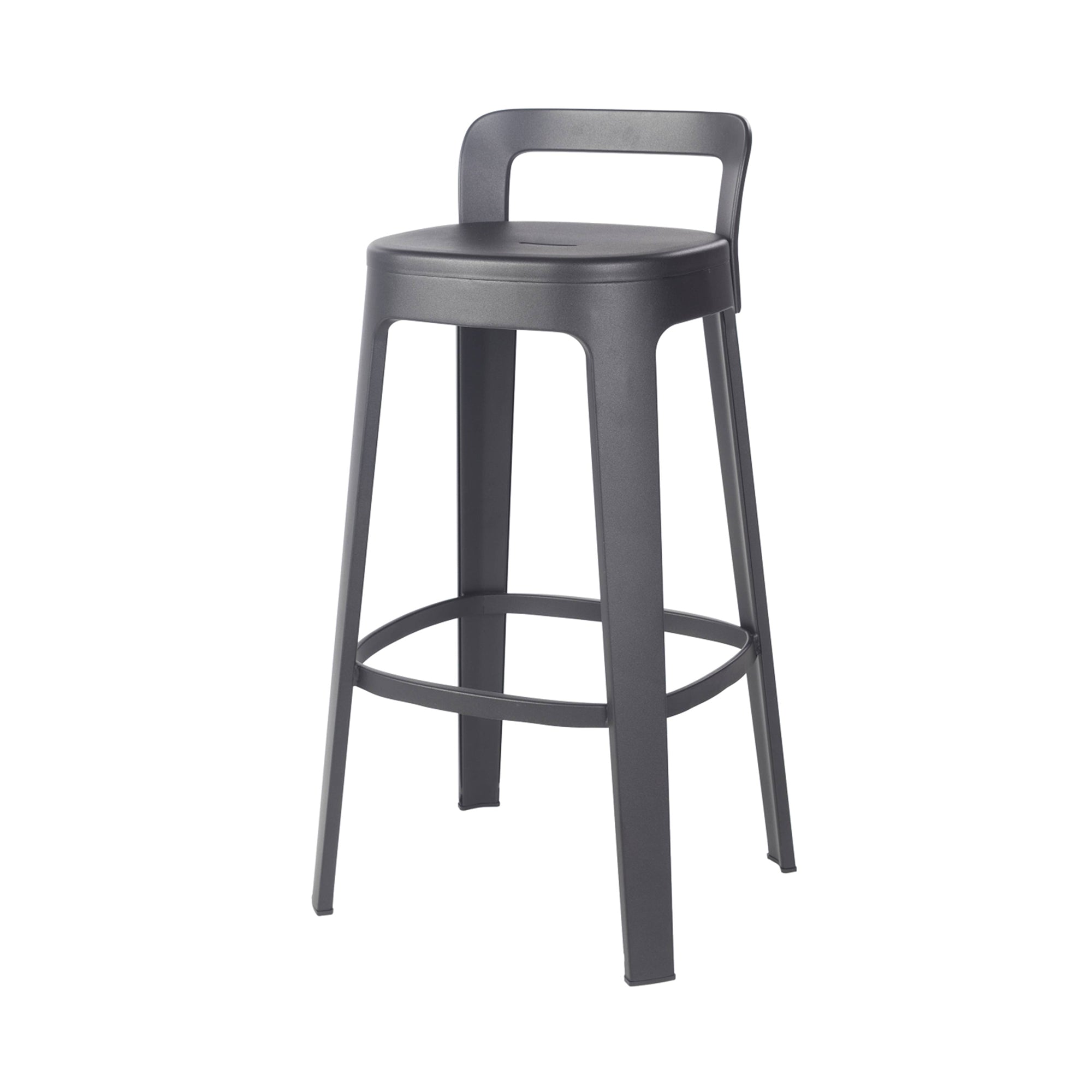Ombra Bar + Counter Stool with Backrest: Bar + Black