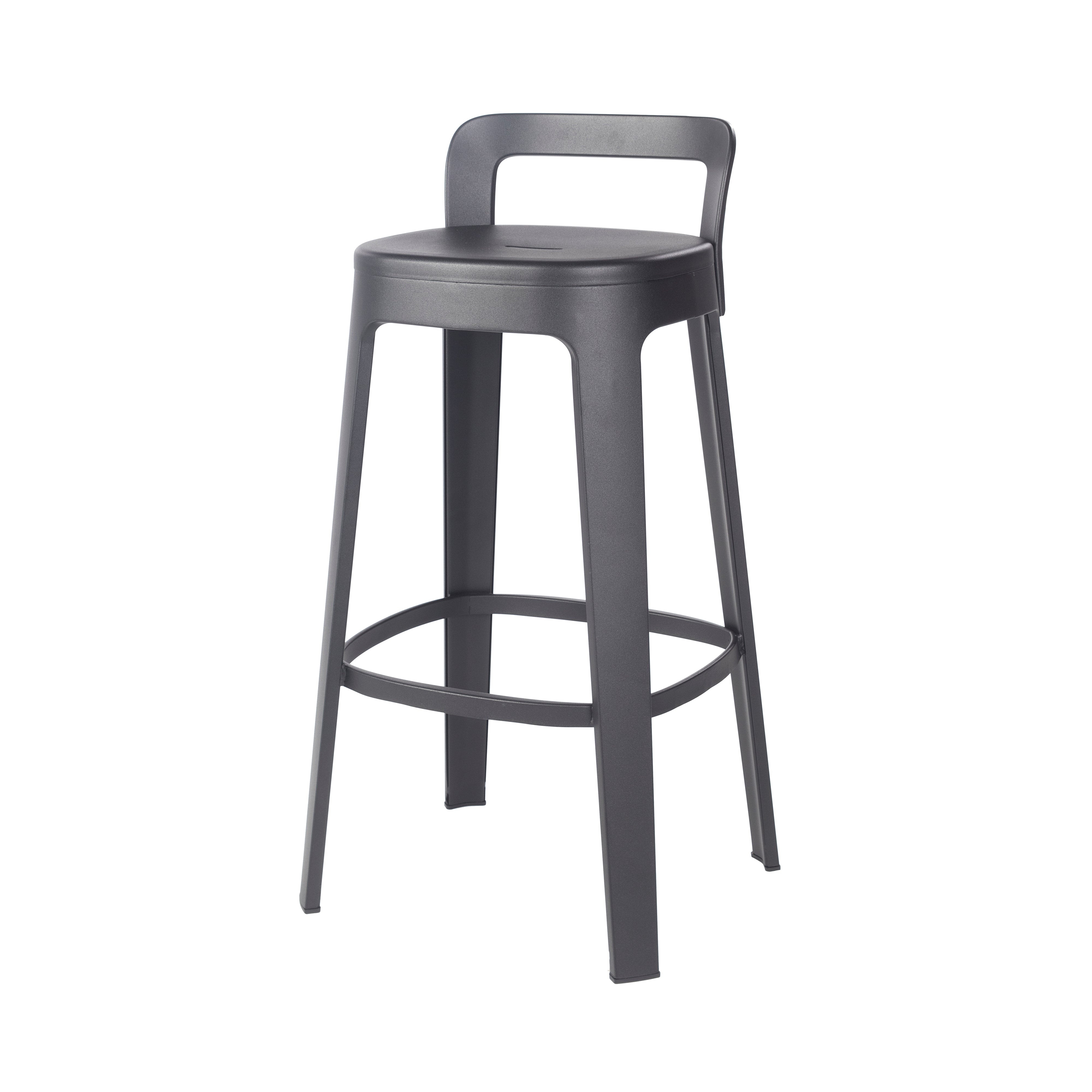 Ombra Bar + Counter Stool with Backrest: Bar + Black