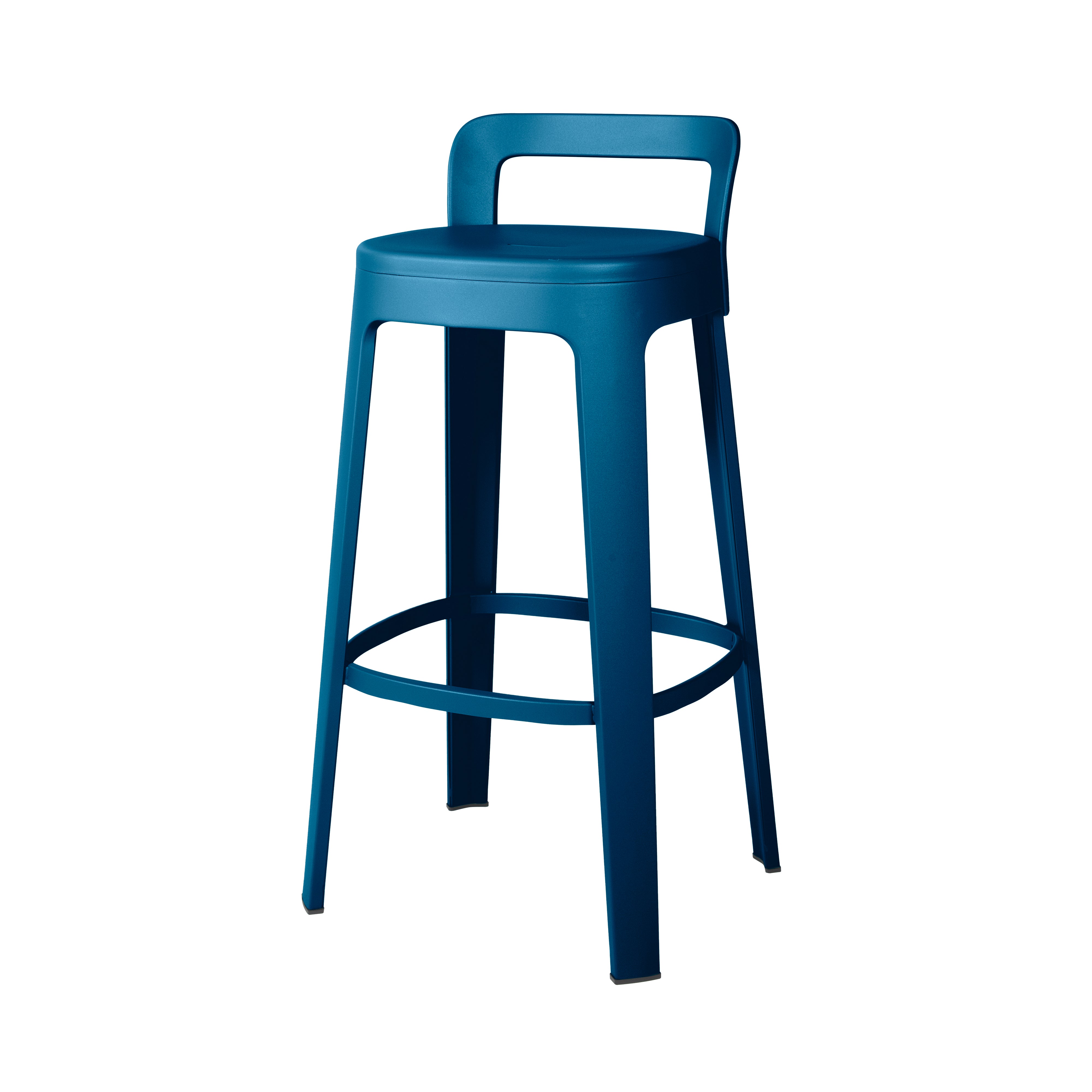 Ombra Bar + Counter Stool with Backrest: Bar + Blue