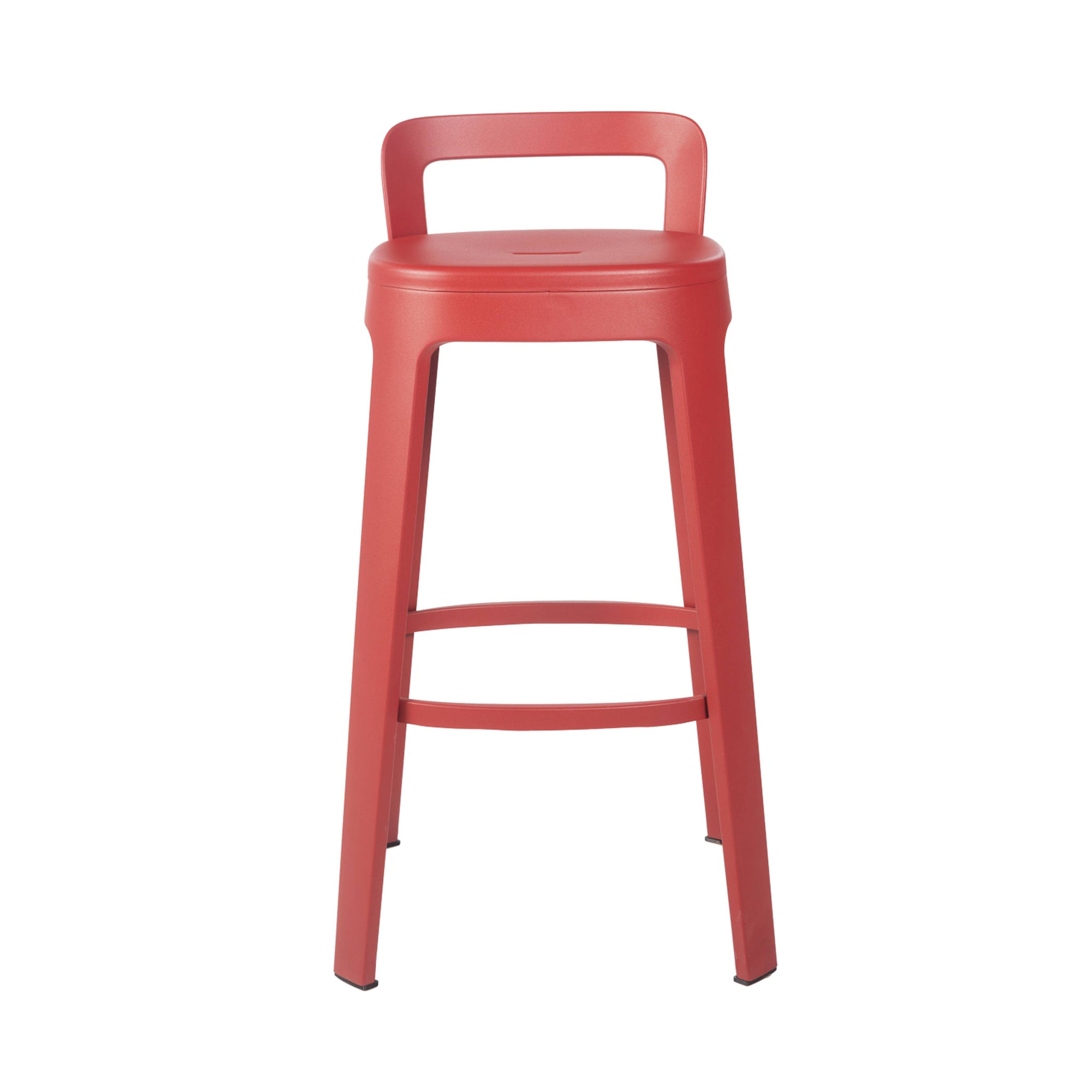 Ombra Bar + Counter Stool with Backrest: Bar + Red