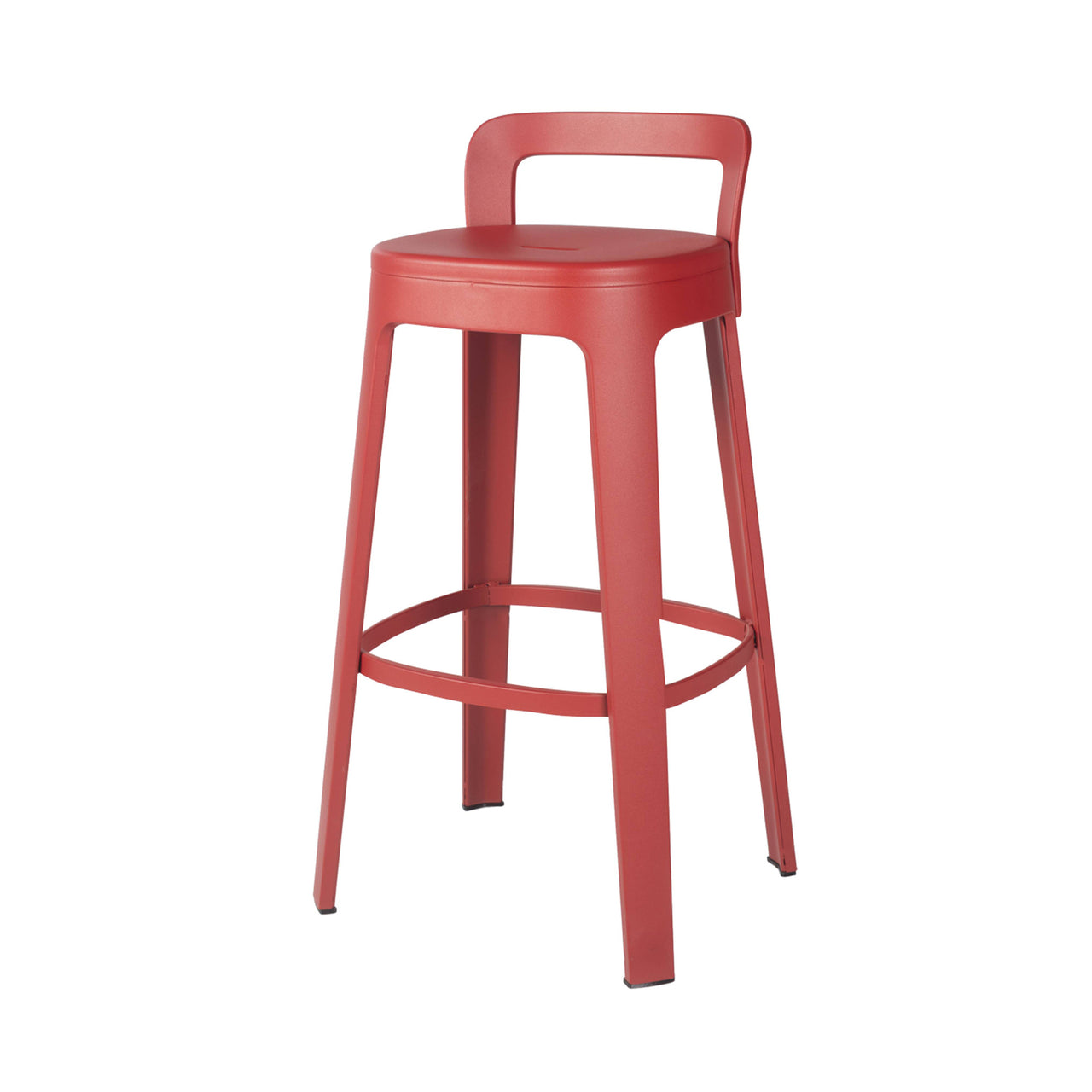 Ombra Bar + Counter Stool with Backrest: Bar + Red