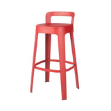 Ombra Bar + Counter Stool with Backrest: Bar + Red