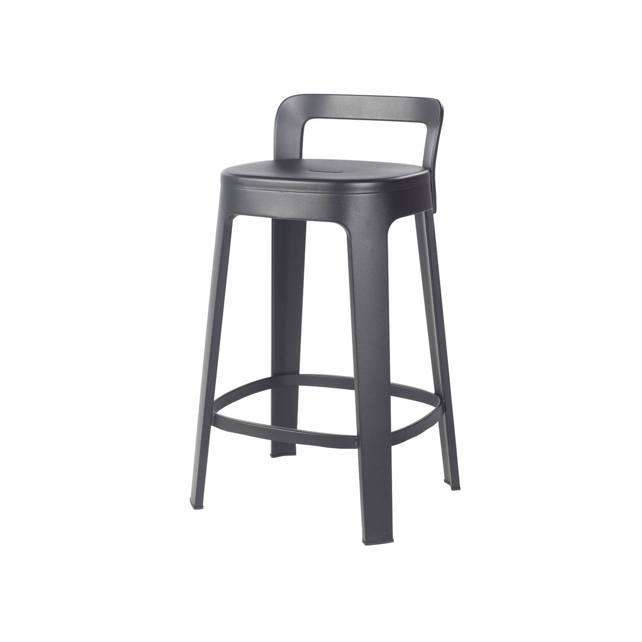 Ombra Bar + Counter Stool with Backrest: Counter + Black