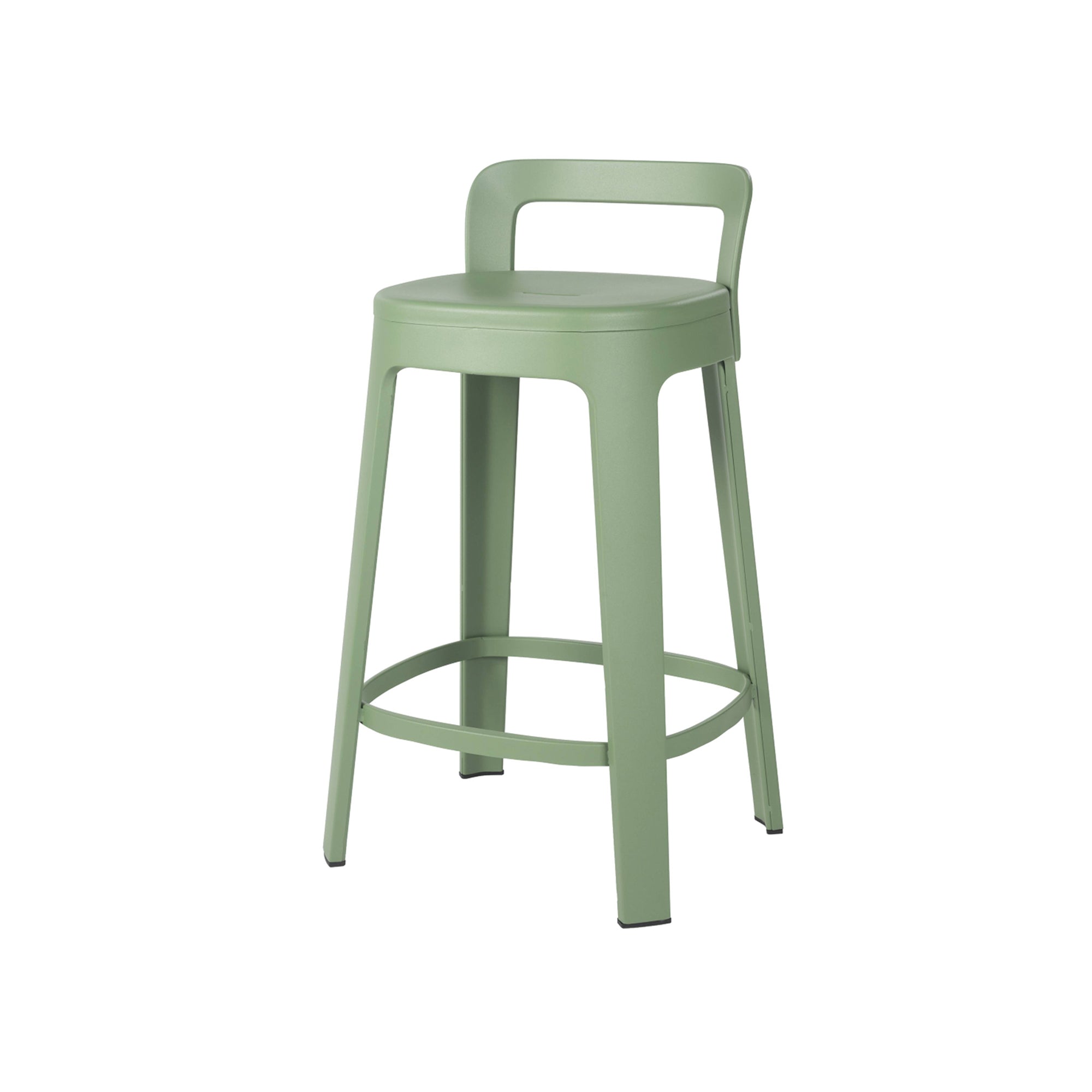 Ombra Bar + Counter Stool with Backrest: Counter + Green