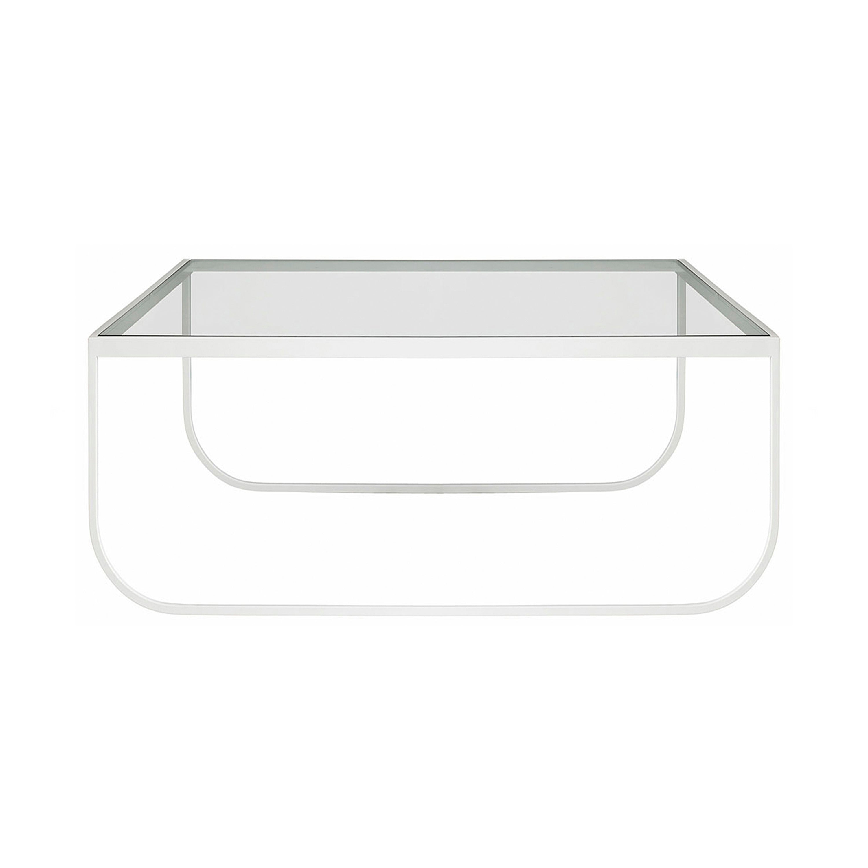 Tati Coffee Table: High + Glass Top + Transparent Glass + White