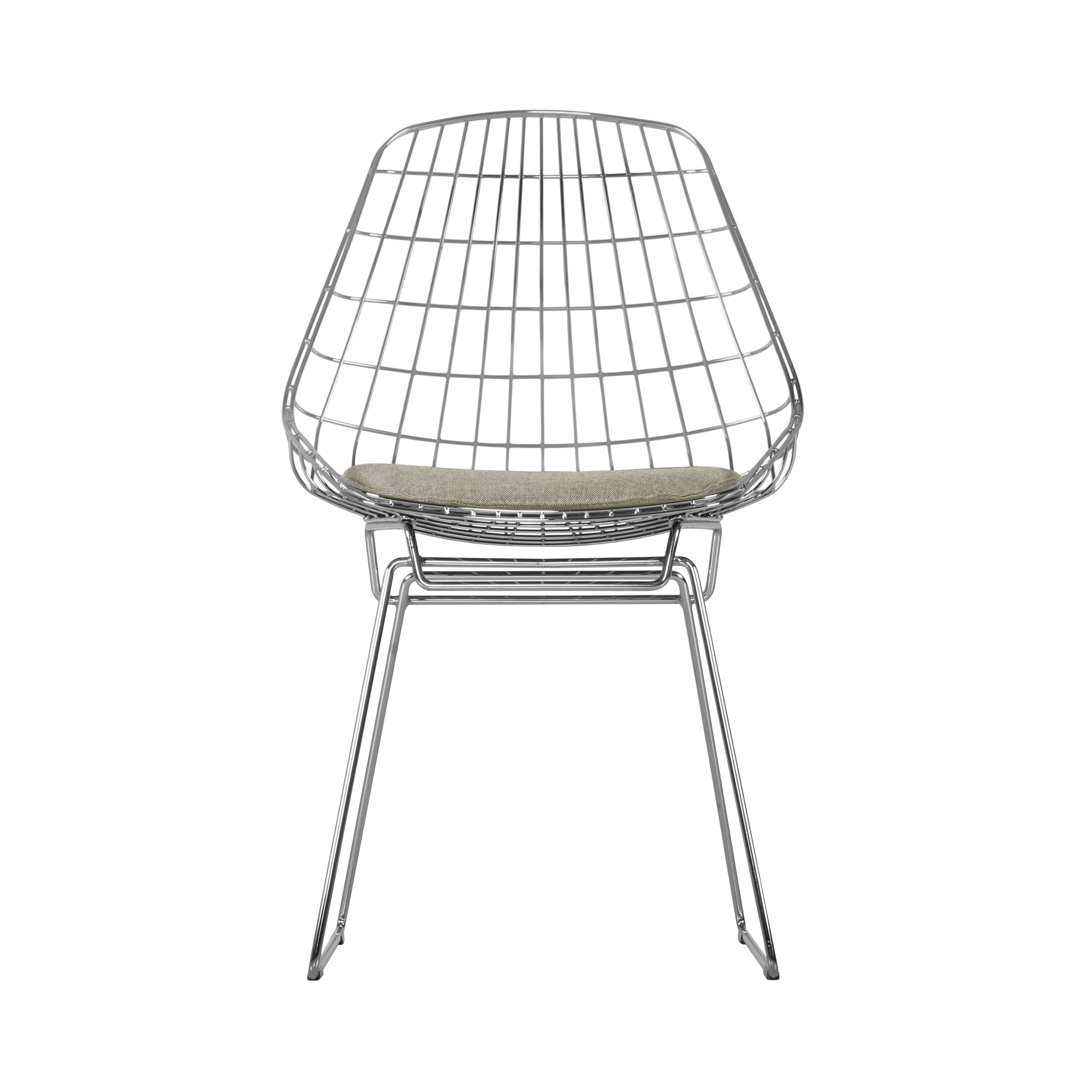 SM05 Wire Dining Chair with Seat Pad: Chrome + Technicolour 120