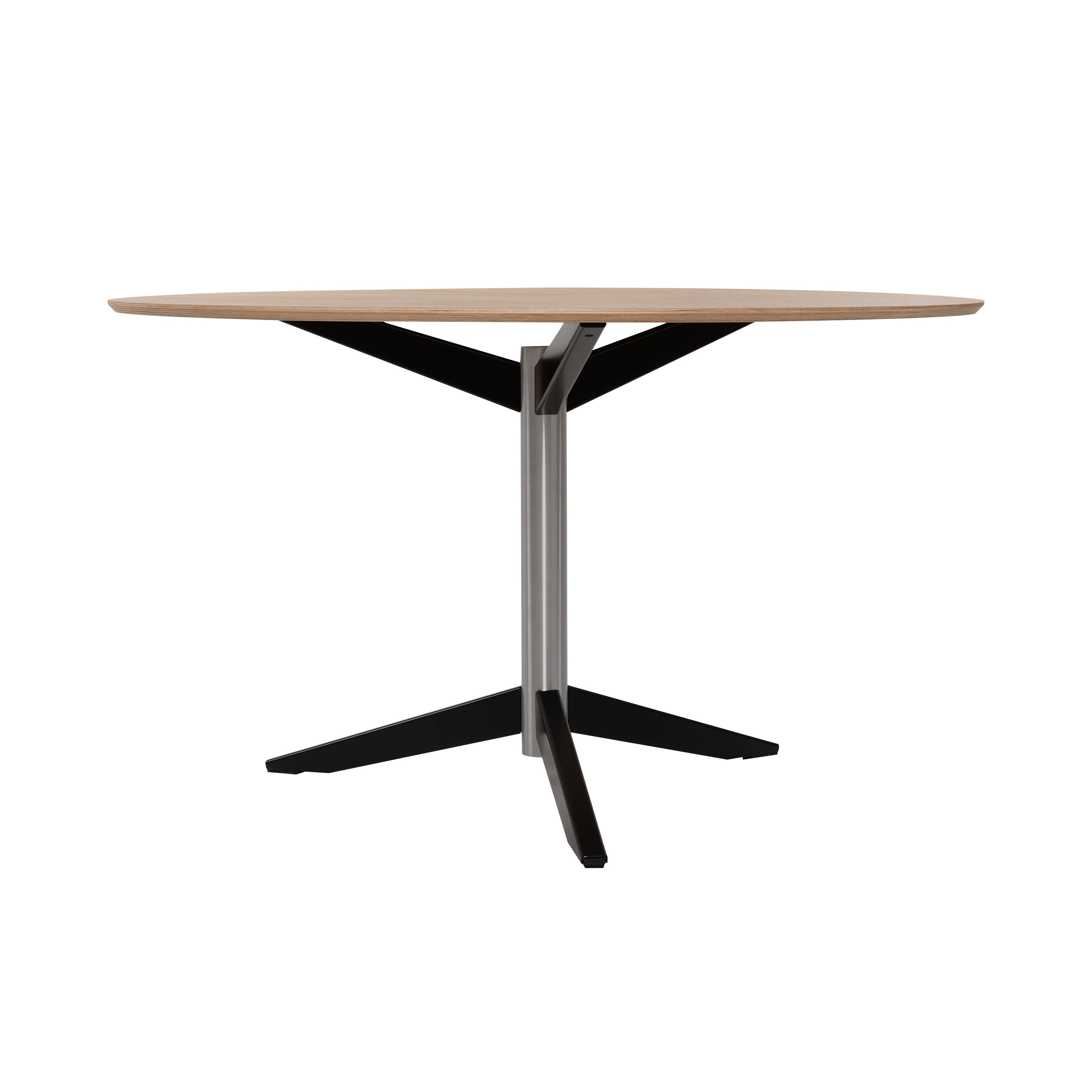 TE06 Dining Table: Natural Oak + Stainless Steel