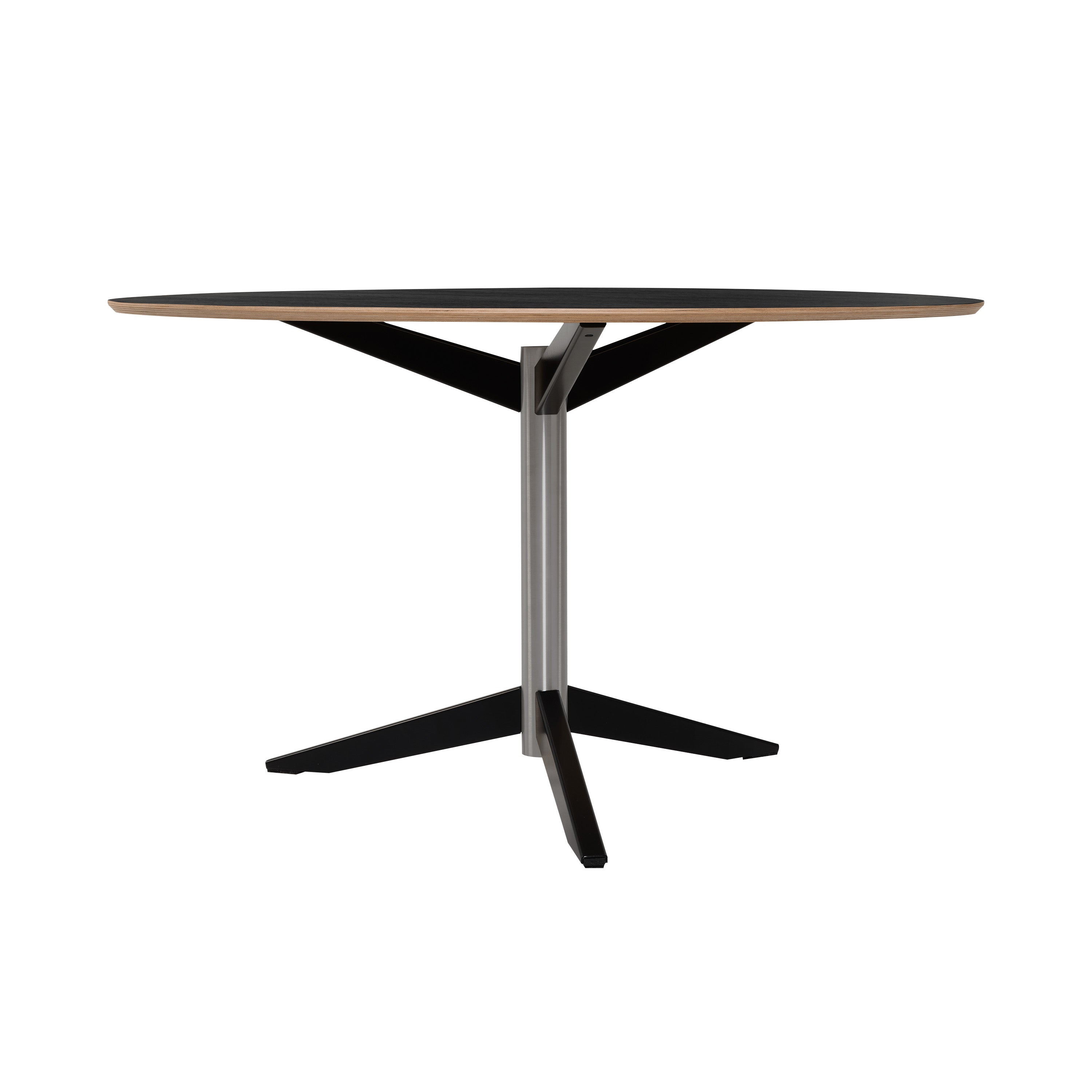 TE06 Dining Table: Fenix Black + Stainless Steel
