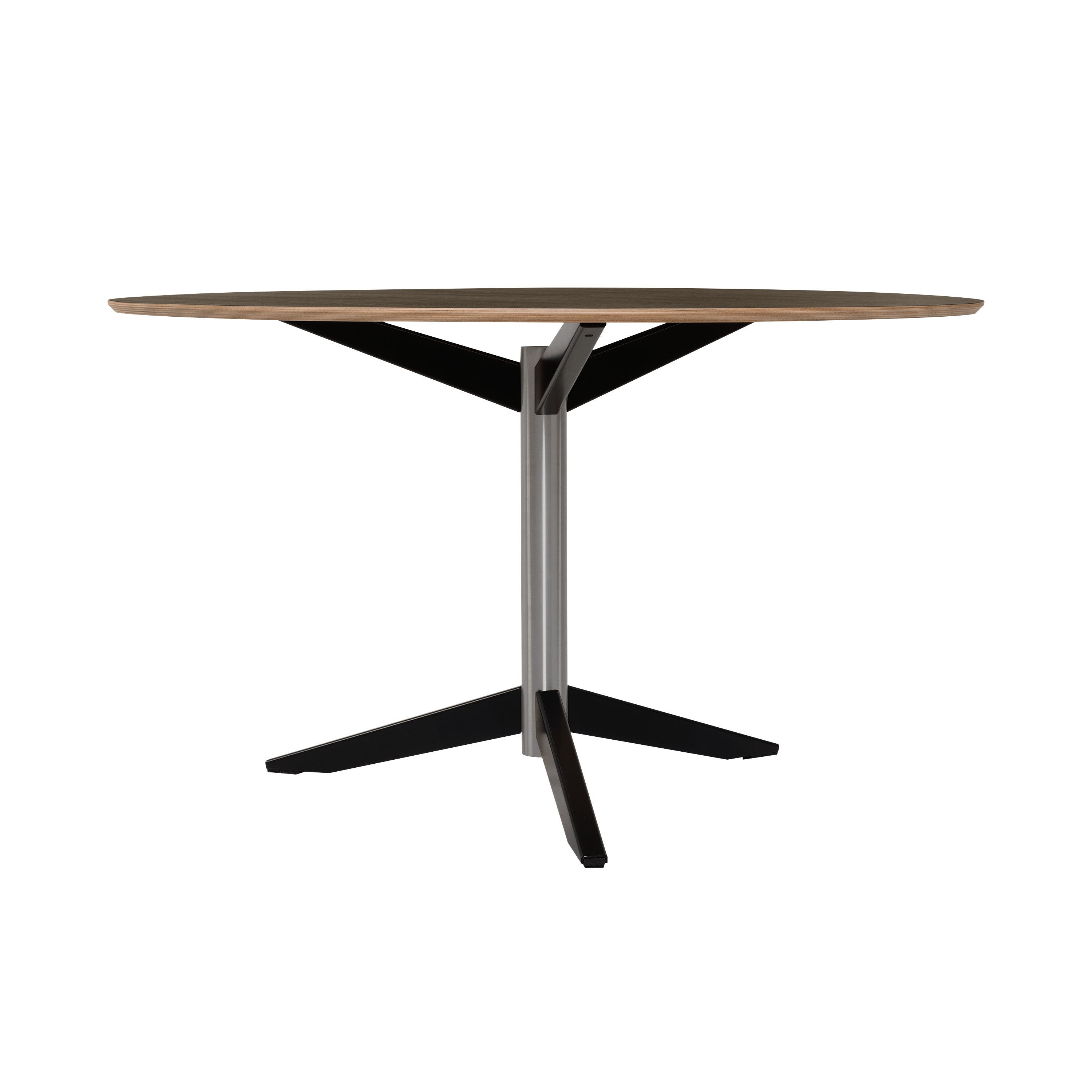 TE06 Dining Table: Dark Brown Oak + Stainless Steel