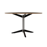TE06 Dining Table: Dark Brown Oak + Stainless Steel