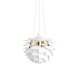 PH Artichoke Pendant: Small + Soft White + Brass + White
