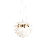 PH Artichoke Pendant: Small + Soft White + Brass + White