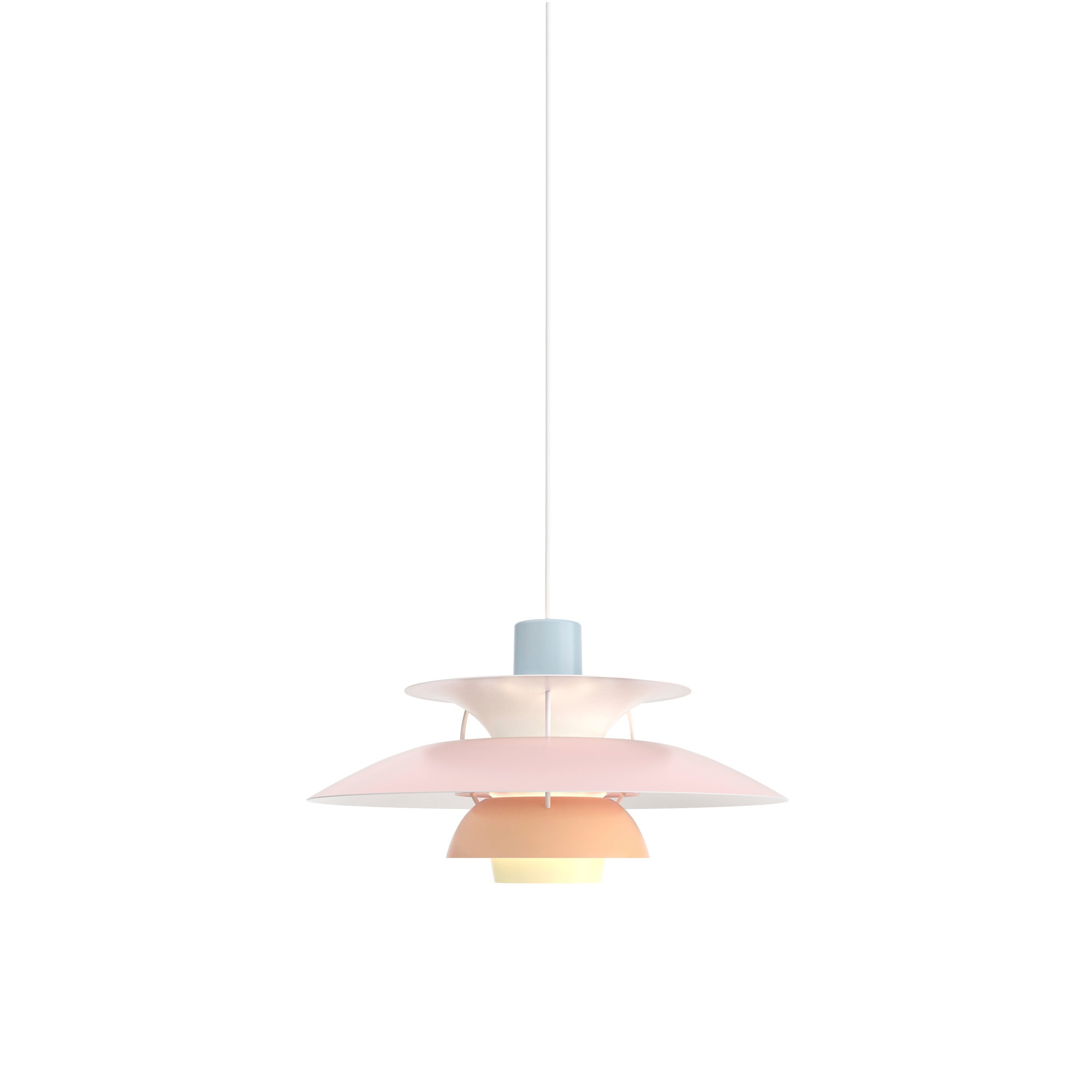 PH 5 Pendant: Pastels Blue Rose Peach + White