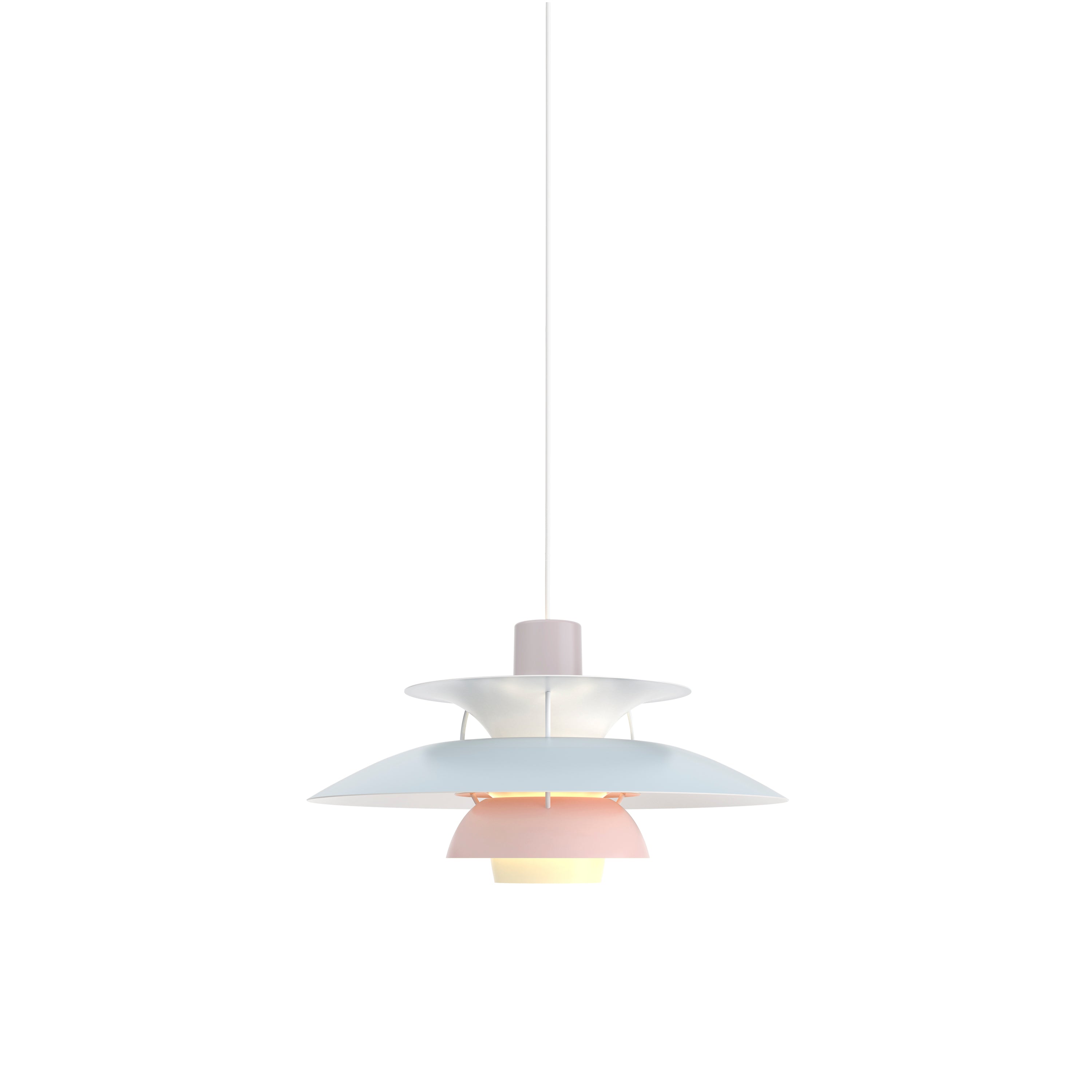 PH 5 Pendant: Pastels Oyster Blue Rose + White