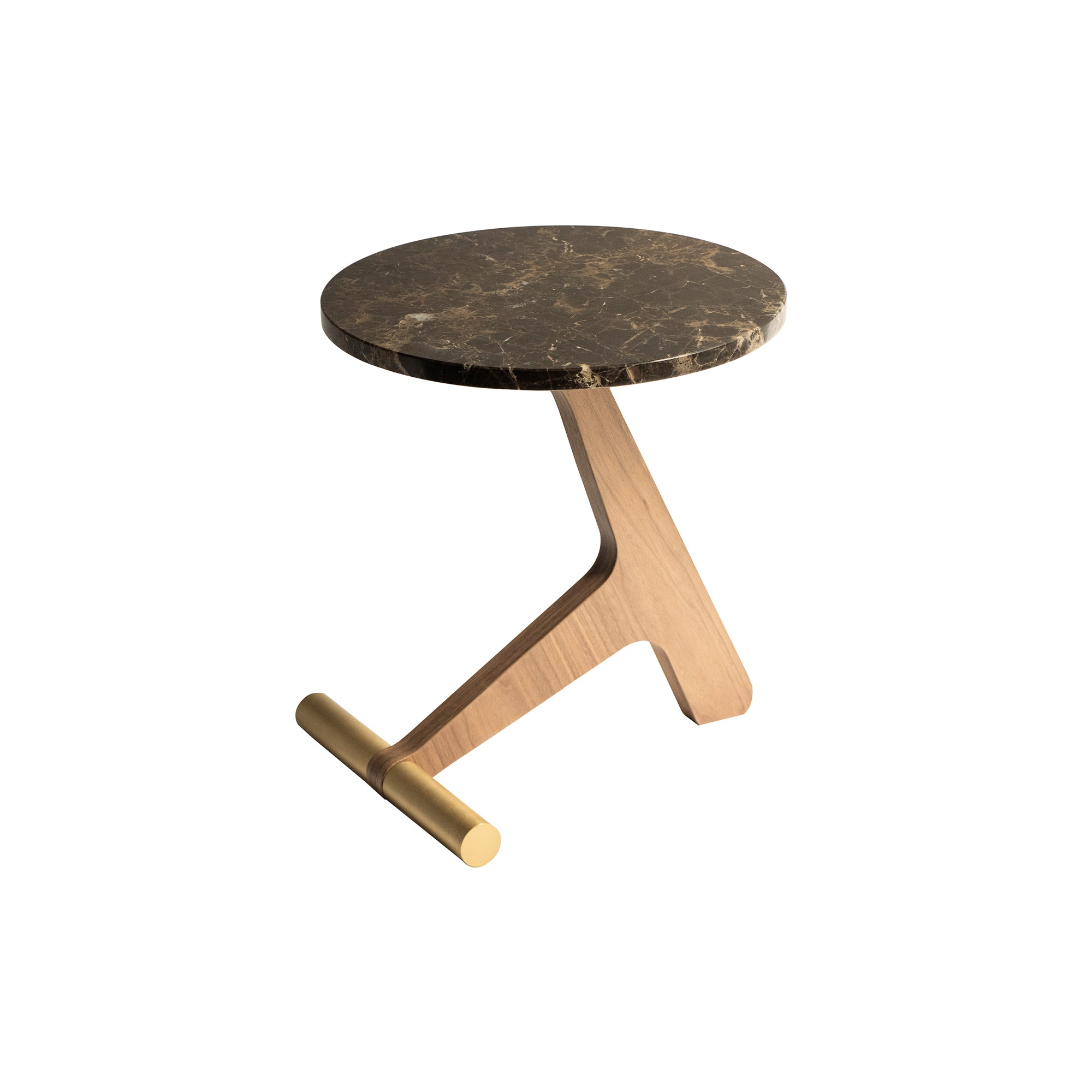 Puntero Table: Emperdor Marble + Walnut + Brass