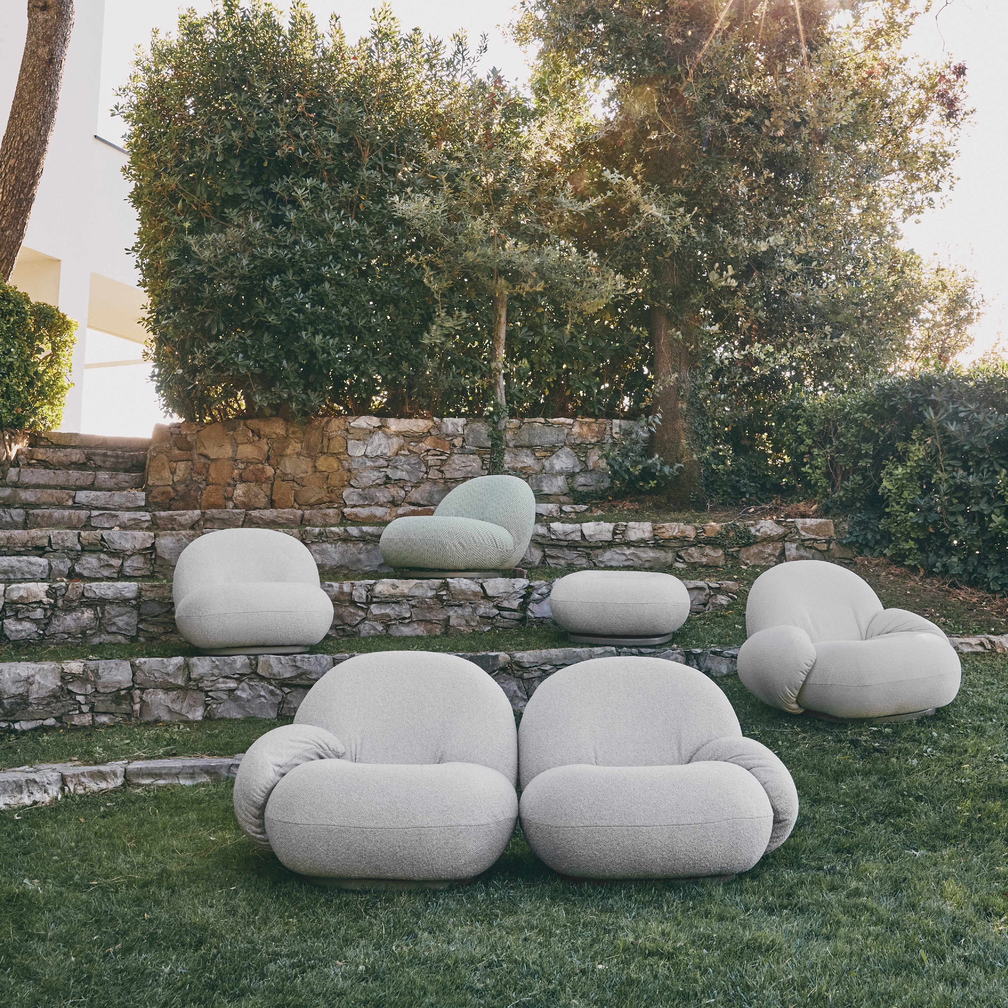 Pacha Sofa with Armrest + Ottoman: Outdoor