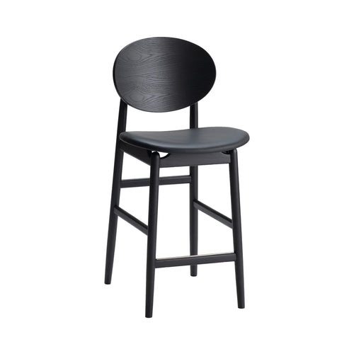 Outline Bar Stool: Seat Upholstered + Sumi Ash + Fibre Black