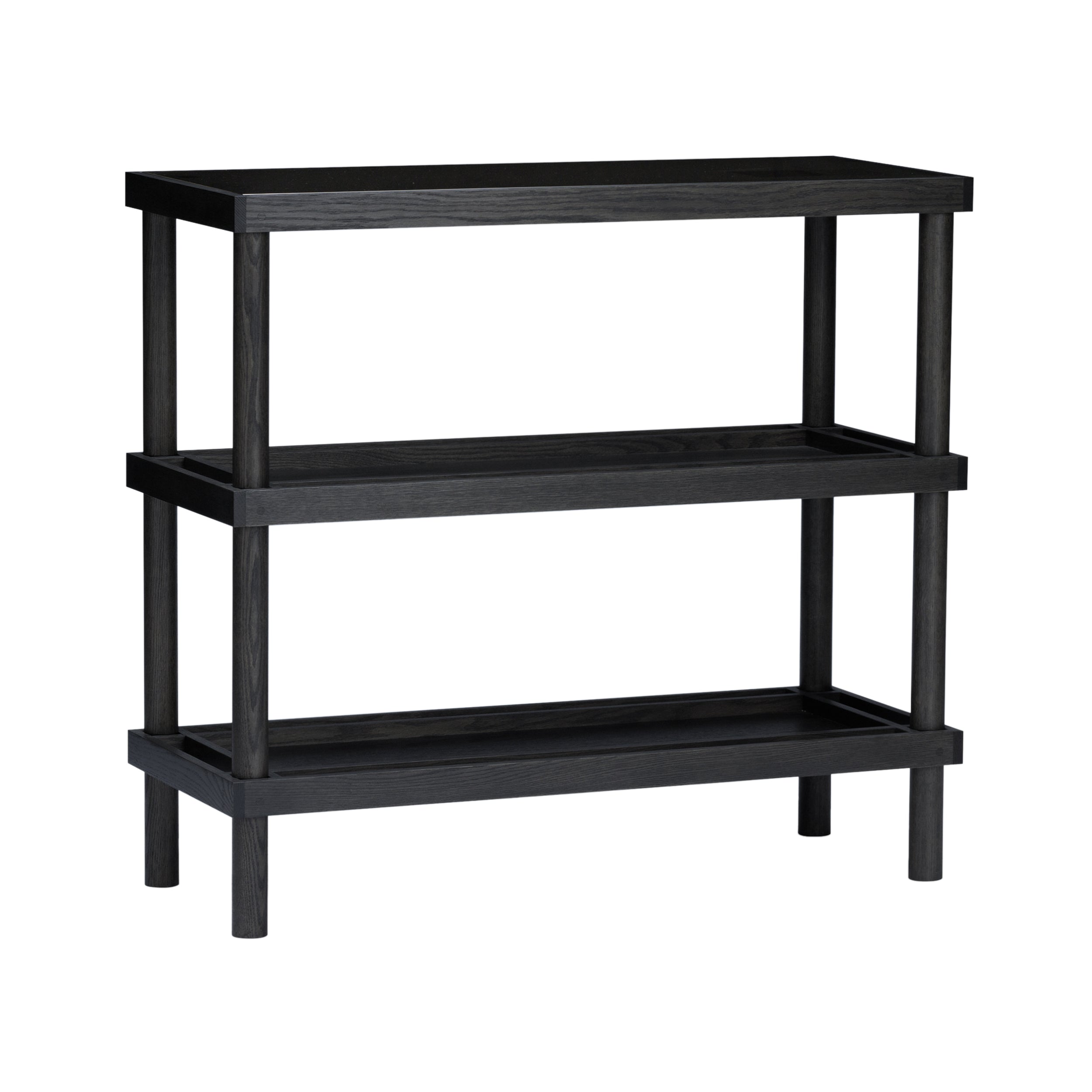 Taruki Shelf: Low + Smoked Glass + Sumi Ash