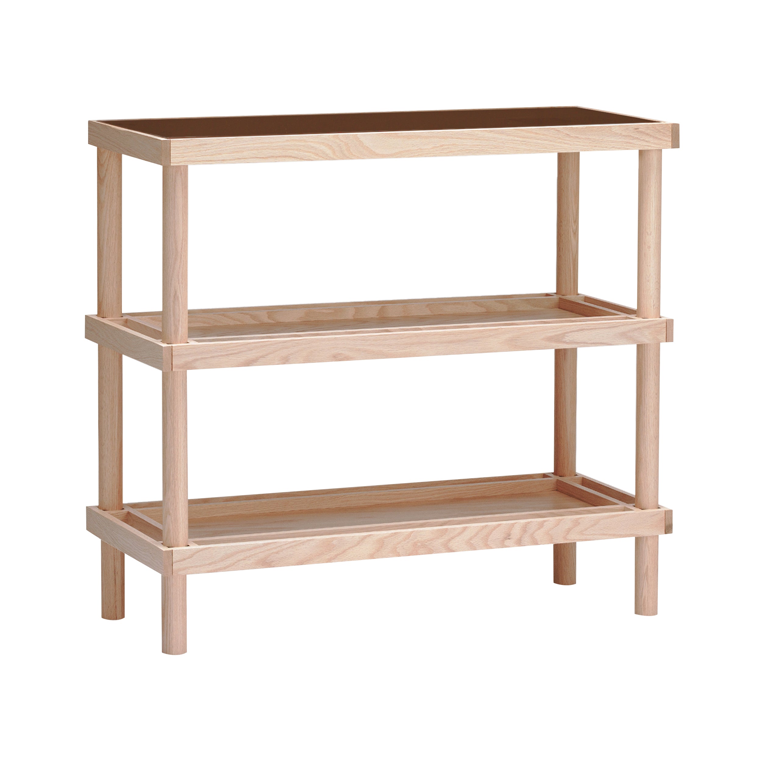 Taruki Shelf: Low + Bronze Glass + White Oak