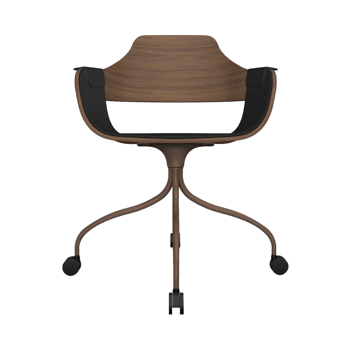 Showtime Chair with Wheel: Interior Seat + Armrest Upholstered + Pale Brown