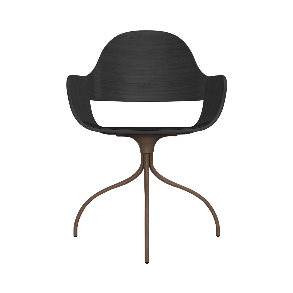Showtime Nude Chair with Swivel Base: Seat Upholstered + Ash Stained Black + Pale Brown
