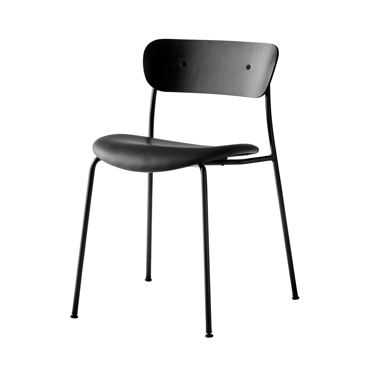Pavilion Chair AV3: Seat Upholstered + Black Lacquered Oak + Black