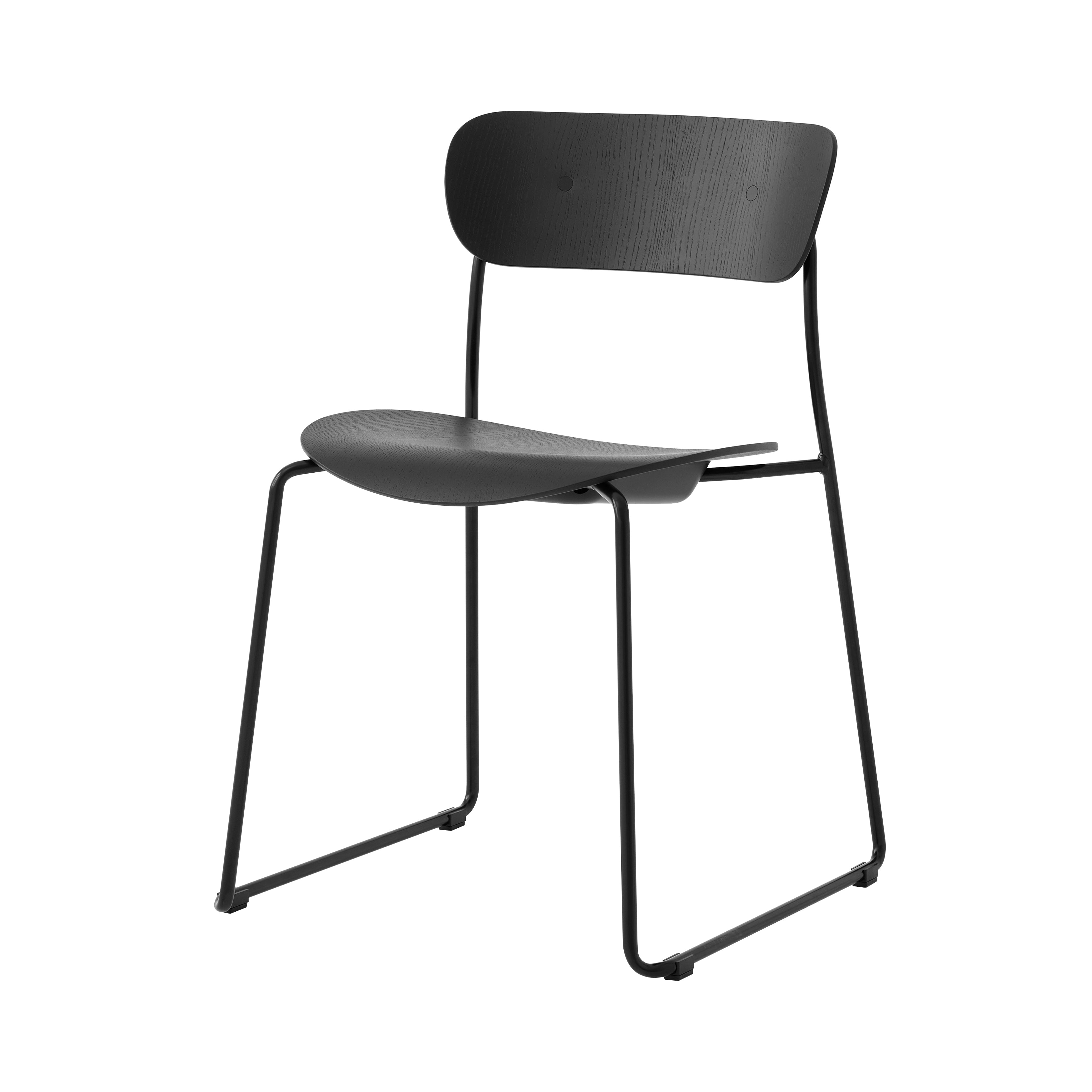 Pavilion AV51 Stacking Side Chair: Set of 2 + Black Lacquered Oak