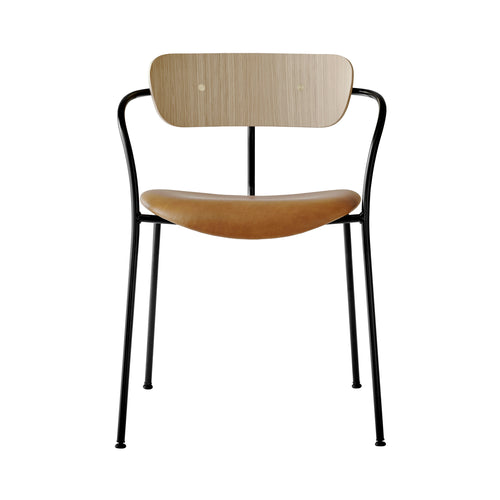 Pavilion Stacking Armchair AV4: Upholstered + Lacquered Oak + Black