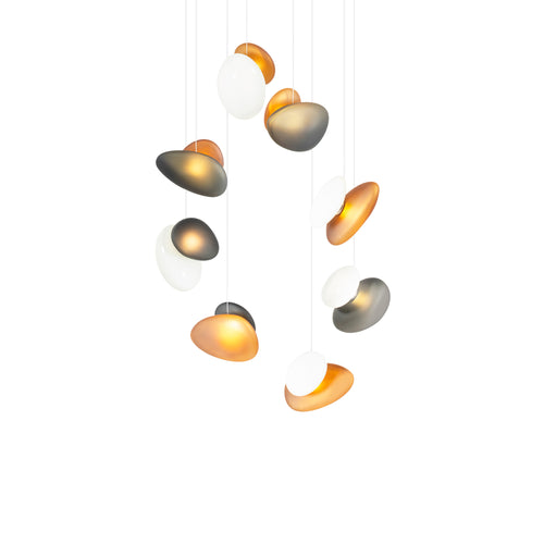 Pebble Chandelier 8: Double Helix + Assorted + White Sandtex