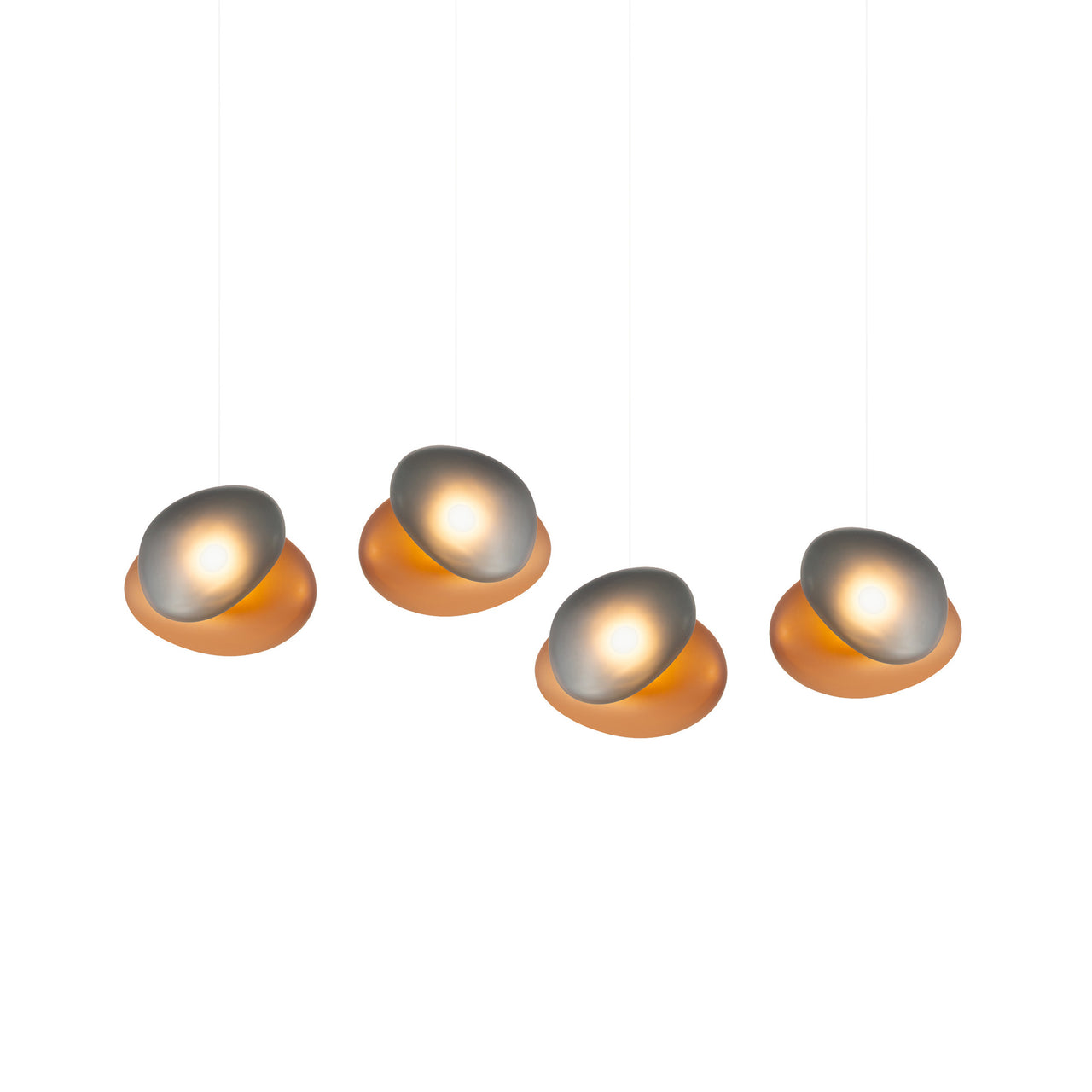Pebble Linear 4 Pendant Light: A + Citrine + Slate