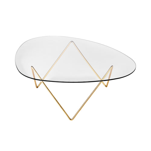 Pedrera Coffee Table: Transparent Glass + Brass 