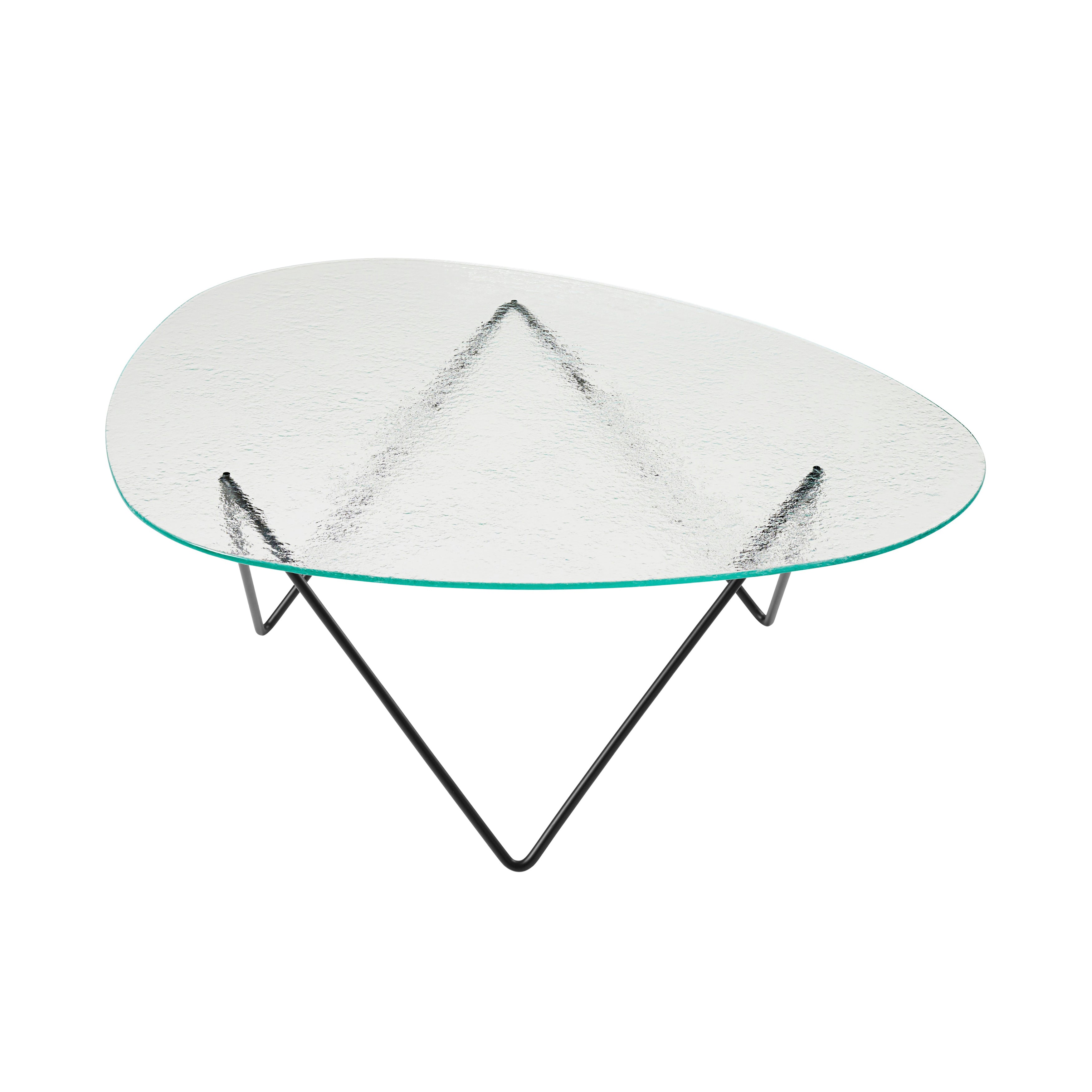 Pedrera Coffee Table: Transparent Structured Glass + Black