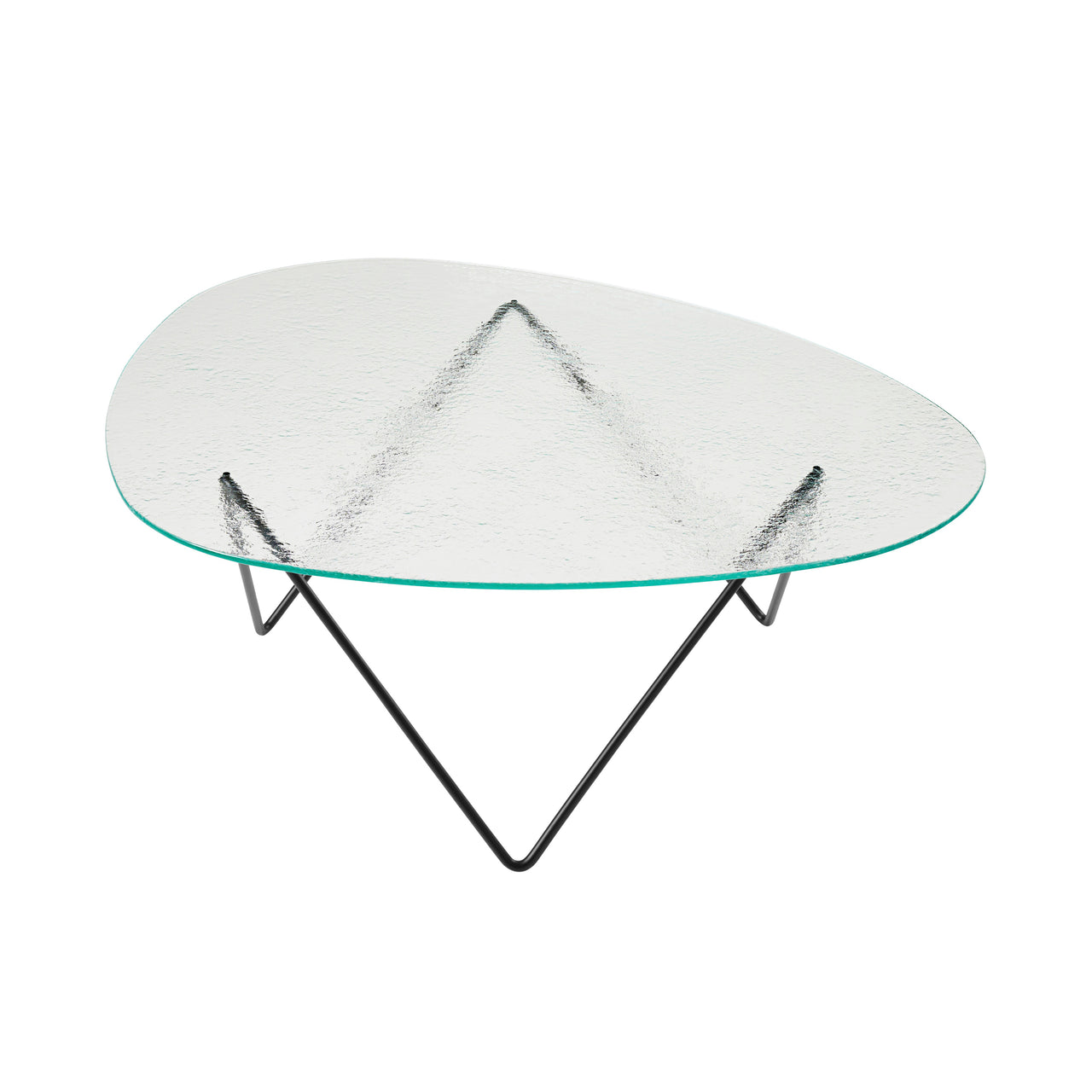 Pedrera Coffee Table: Transparent Structured Glass + Black