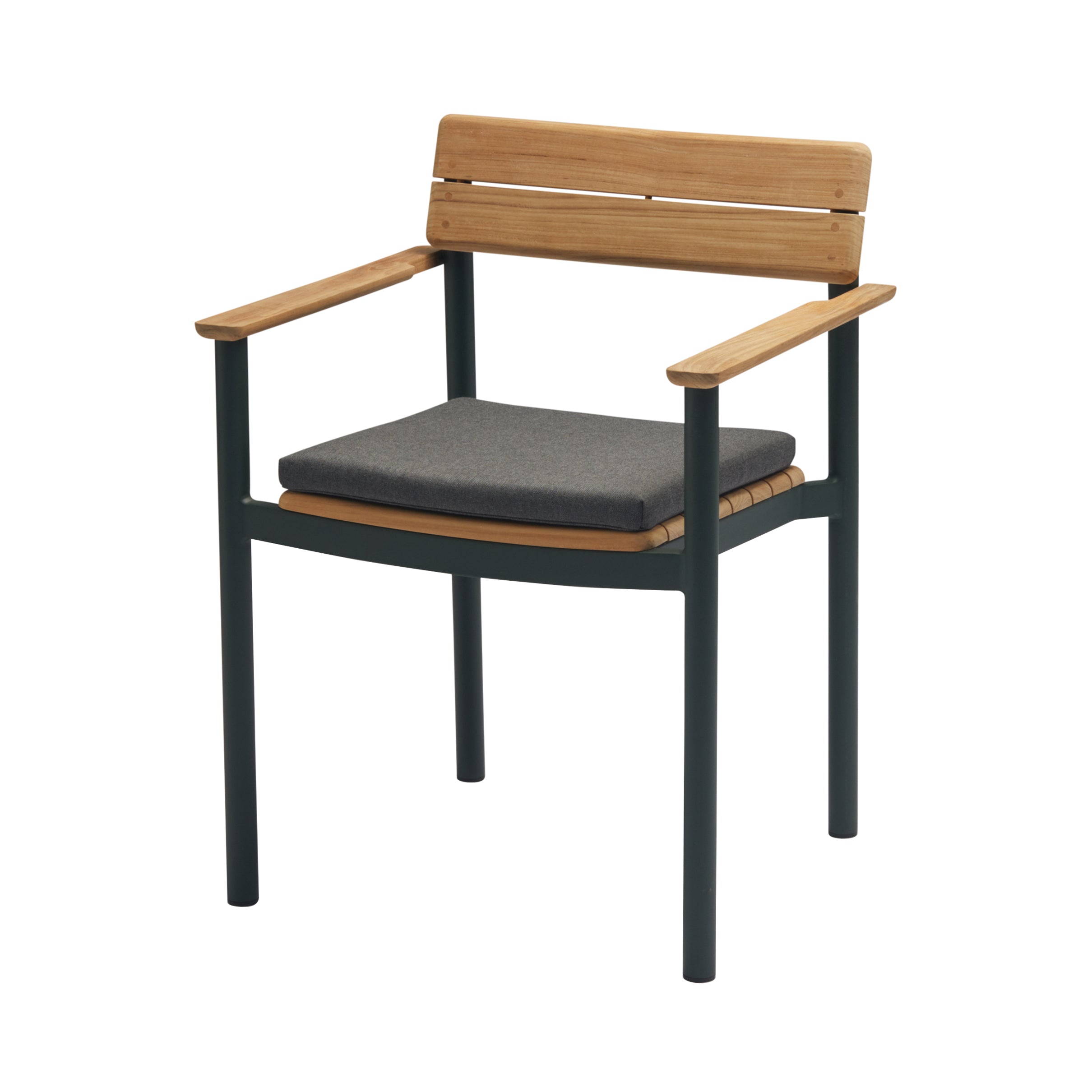 Pelagus Stacking Armchair: Hunter Green + With Charcoal Cushion