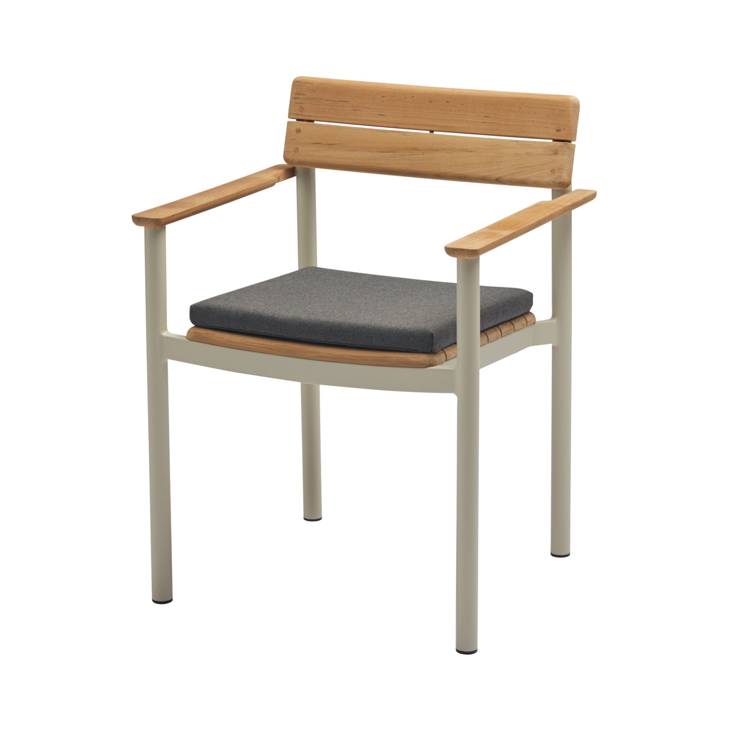 Pelagus Stacking Armchair: Light Ivory + With Charcoal Cushion