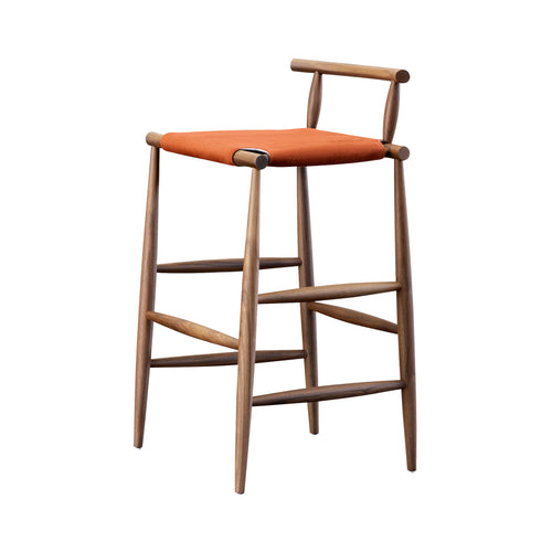 Pelleossa Stool: Seat Upholstered: Oak Stained Walnut